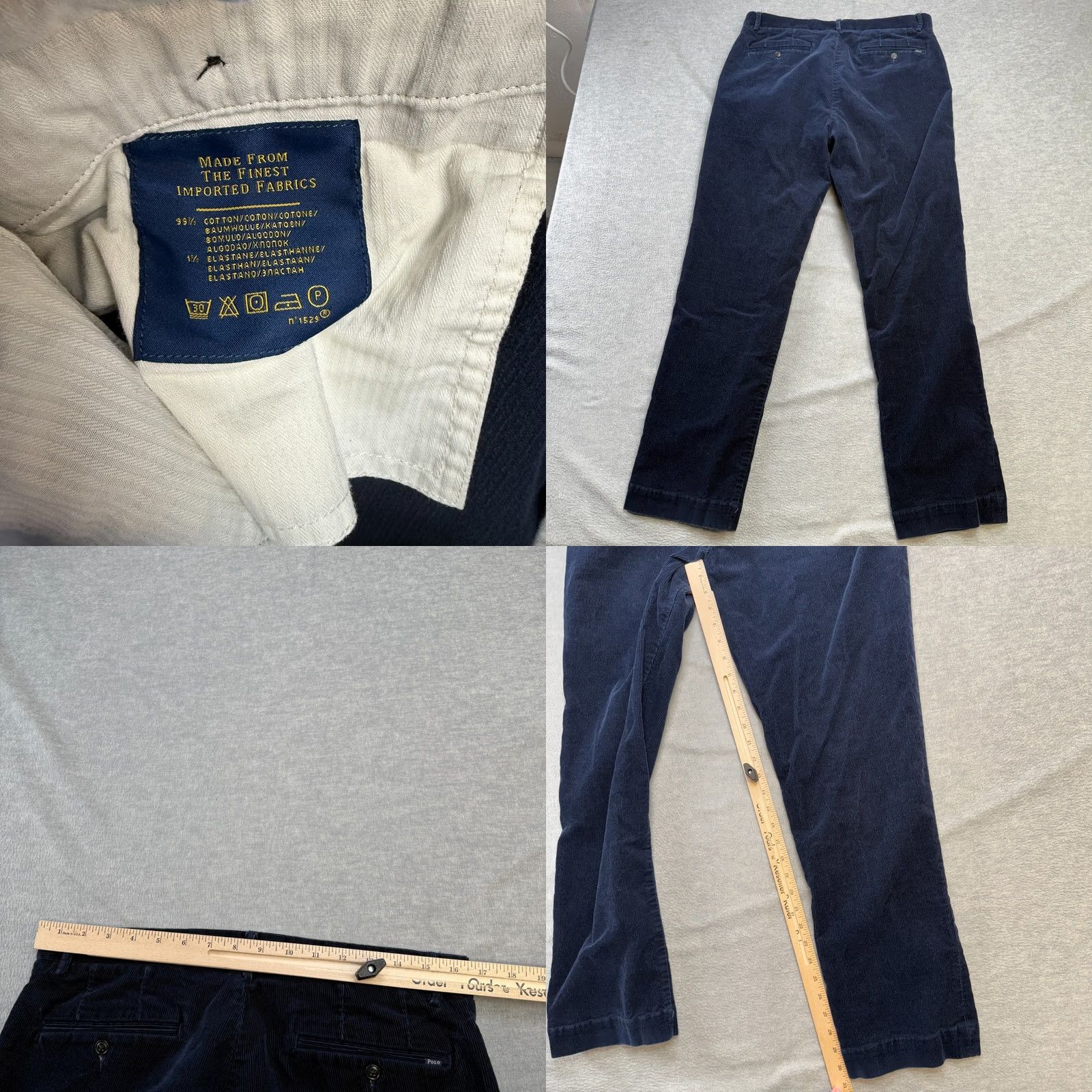 Polo Ralph Lauren Polo Ralph Lauren Pants Mens 34x32 Navy Corduroy Classic Fit Trousers Chino Straight Front Size US S / EU 44-46 / 1 - 8 Thumbnail