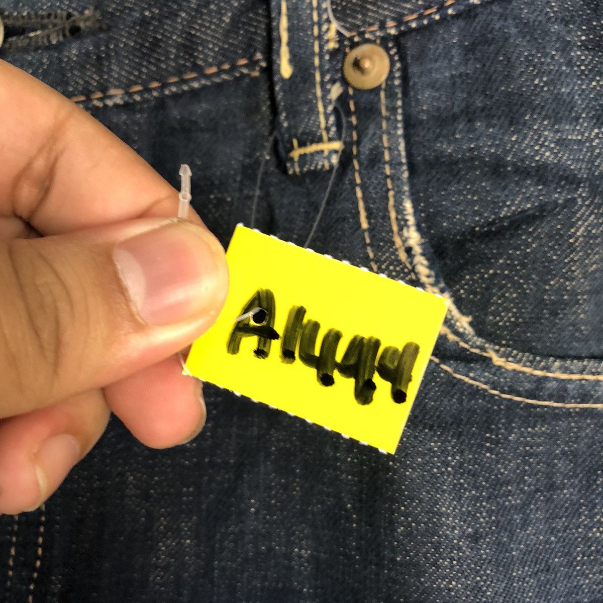 Okura Okura Blue Distressed ripped selvedge Denim Pants #A1444 Size US 35 - 16 Thumbnail