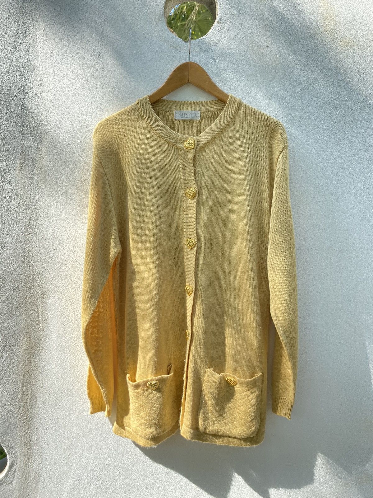 Vintage PALLS PYRA Yellow Knit Cardigan Size M / US 6-8 / IT 42-44 - 13 Thumbnail