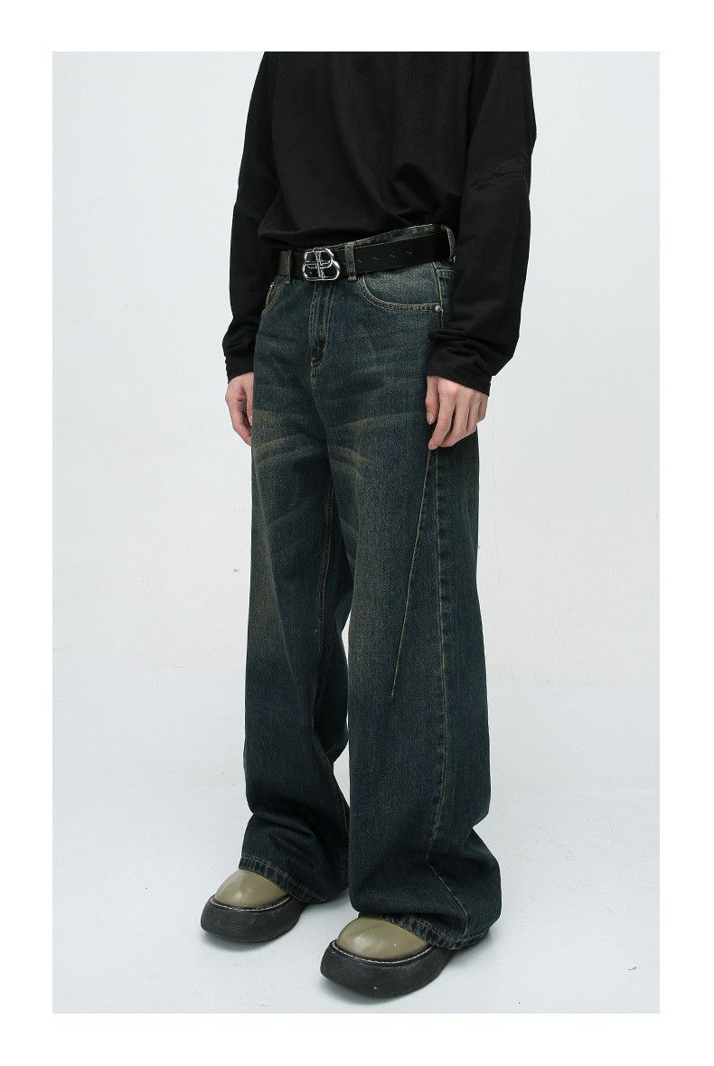 Vintage American retro washed straight leg distressed jeans Size US 32 / EU 48 - 3 Thumbnail