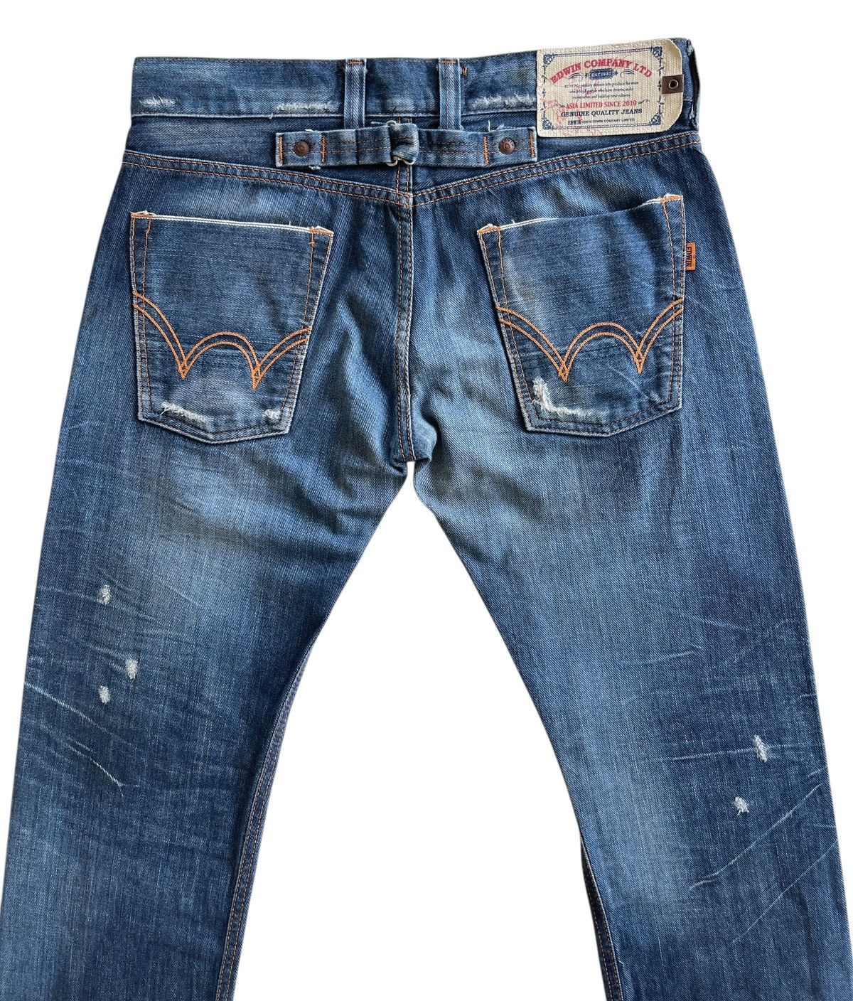 Japanese Brand Edwin Limited Blue Selvedge Buckleback Distressed Denim Size US 31 - 4 Thumbnail