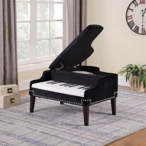 Designer × Homemade 21-Inch-Long Navy-Blue Piano Silver Nailheads Storage Ottoma Size US L / EU 52-54 / 3 - 3 Thumbnail