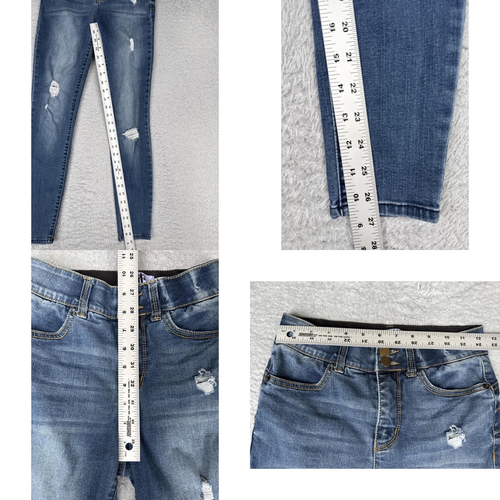 Denime Vylette Jeans Womens 3/26W Blue Skinny Distressed Stretch Denim Ripped Zip Fly Jeans Size 26" / US 2 / IT 38 - 8 Thumbnail