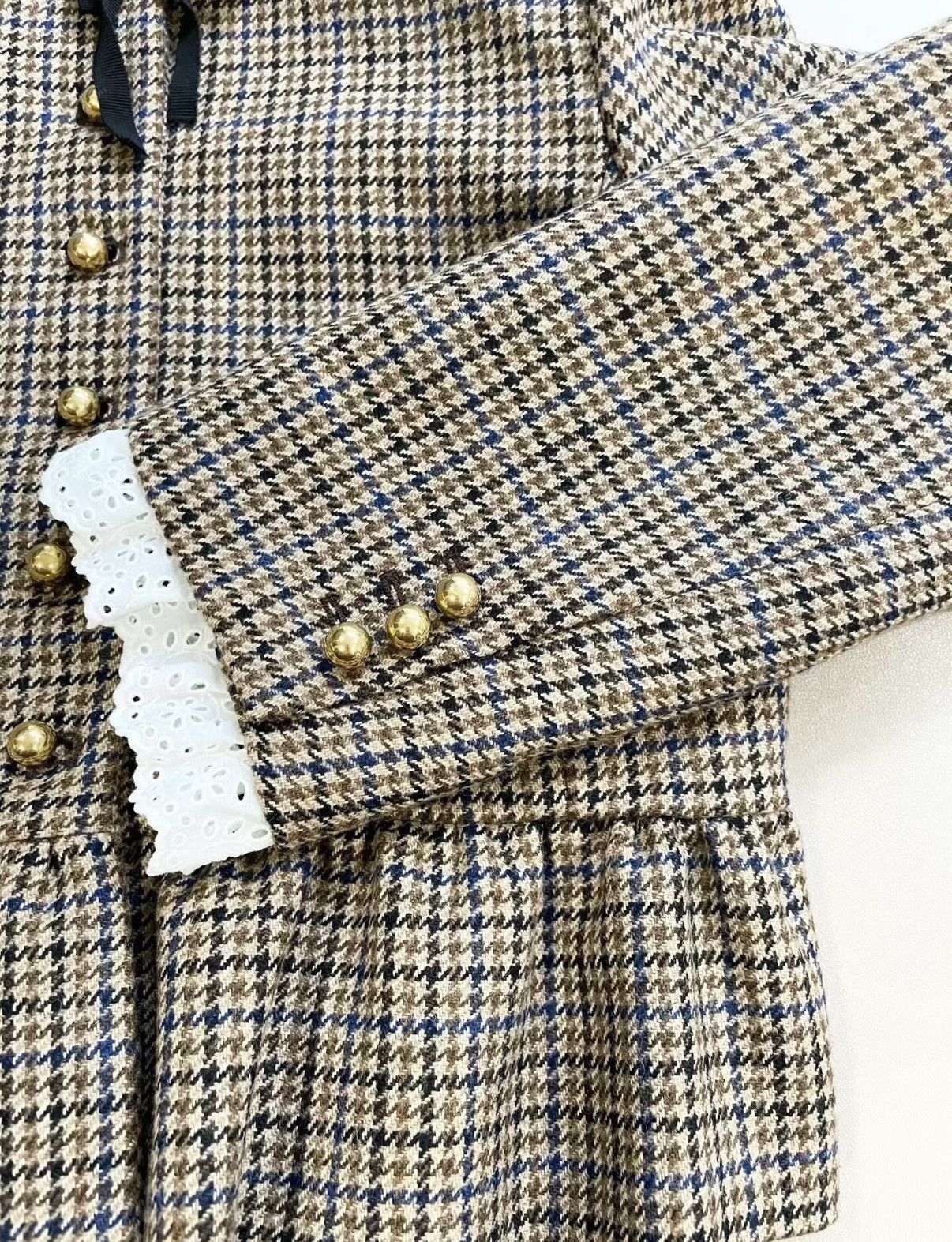Miu Miu Miu Miu Classic Plaid Puff Sleeve Lace Trim Top J33 Size S / US 4 / IT 40 - 4 Thumbnail
