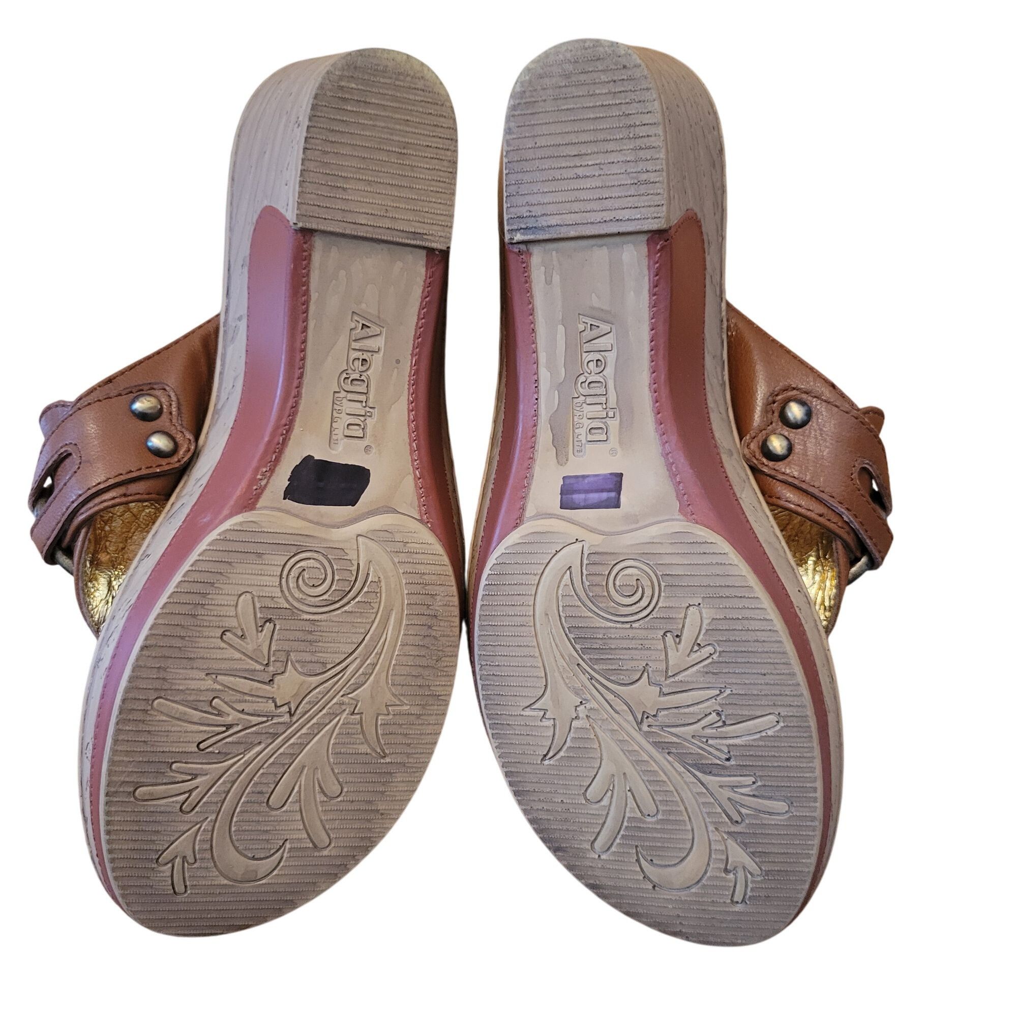 Other Alegria Leather Thong Sandals 6 Brown Comfort Slides LOLA We Size US 6 / IT 36 - 3 Thumbnail