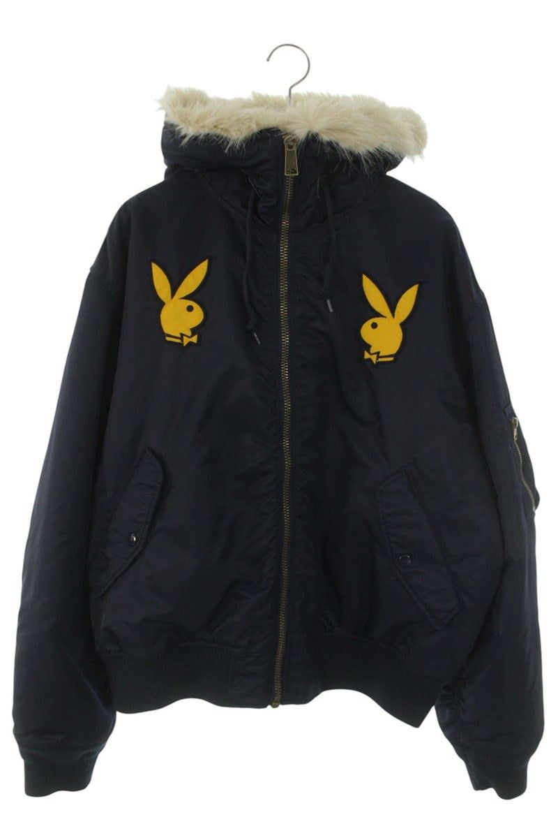 Supreme SUPREME 26SS Playboy Hooded MA-1 Bomber Jacket Navy Size L