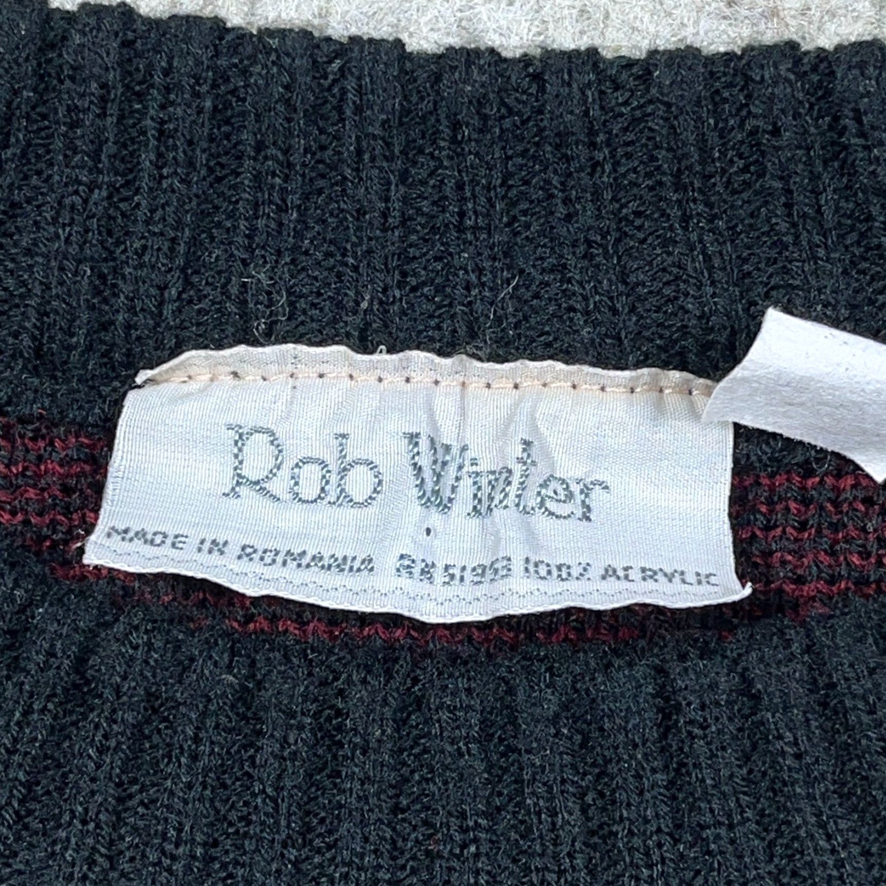 Vintage VINTAGE Rob Winter Geometric Grandpa Sweater Men M Gray Black Knit Pullover Long Sleeve 90s Hip Hop Retro Designer Cosby Size US M / EU 48-50 / 2 - 3 Thumbnail