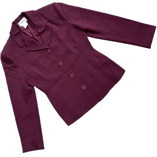 image of Vintage Caroll (France) Silk Viscose Inseam Pocket Empire Blazer in Purple, Women's (Size Small)