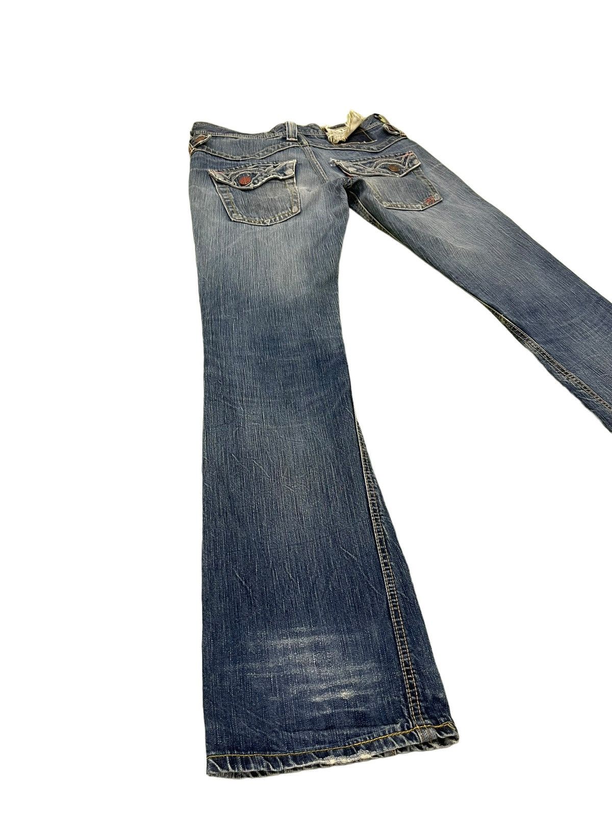 Japanese Brand Flare Jeans Edwin Faded Distres Low Rise Boot Cut 8🟦7 Size US 30 / EU 46 - 12 Thumbnail