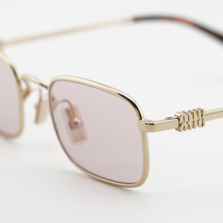 Miu Miu Miu Miu MUA53S ZVN4I0 Sunglasses Gold Rectangle Frame Size ONE SIZE - 3 Thumbnail