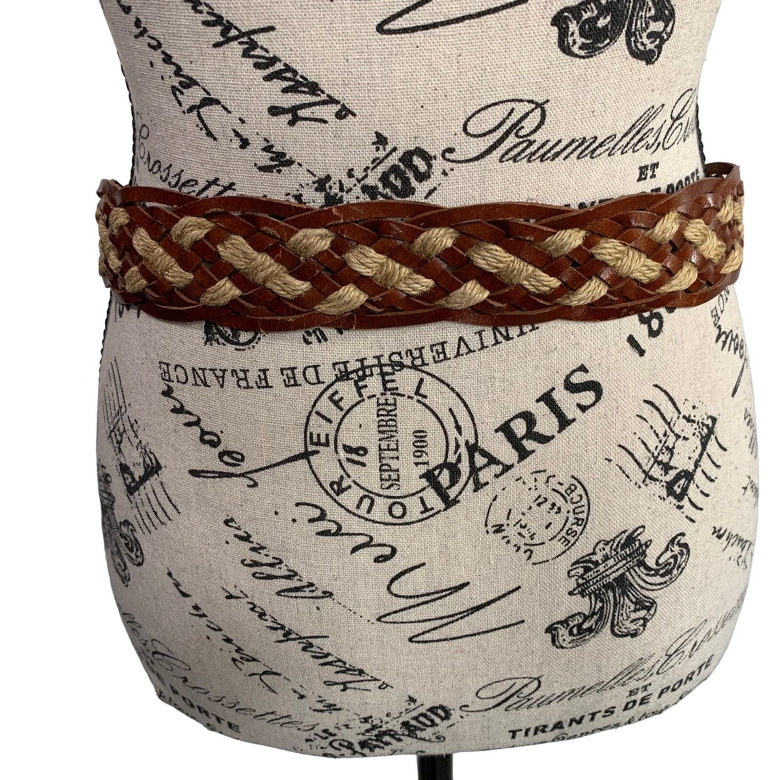 J.Crew J. Crew Women Small Belt Brown Leather Tan Jute Braided Boho Size ONE SIZE - 4 Thumbnail