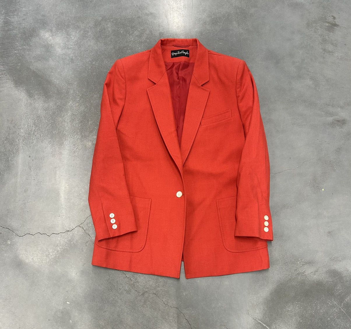 Vintage Orange vintage 90s blazer with shoulder pads blazer Size L / US 10 / IT 46 - 1 Thumbnail