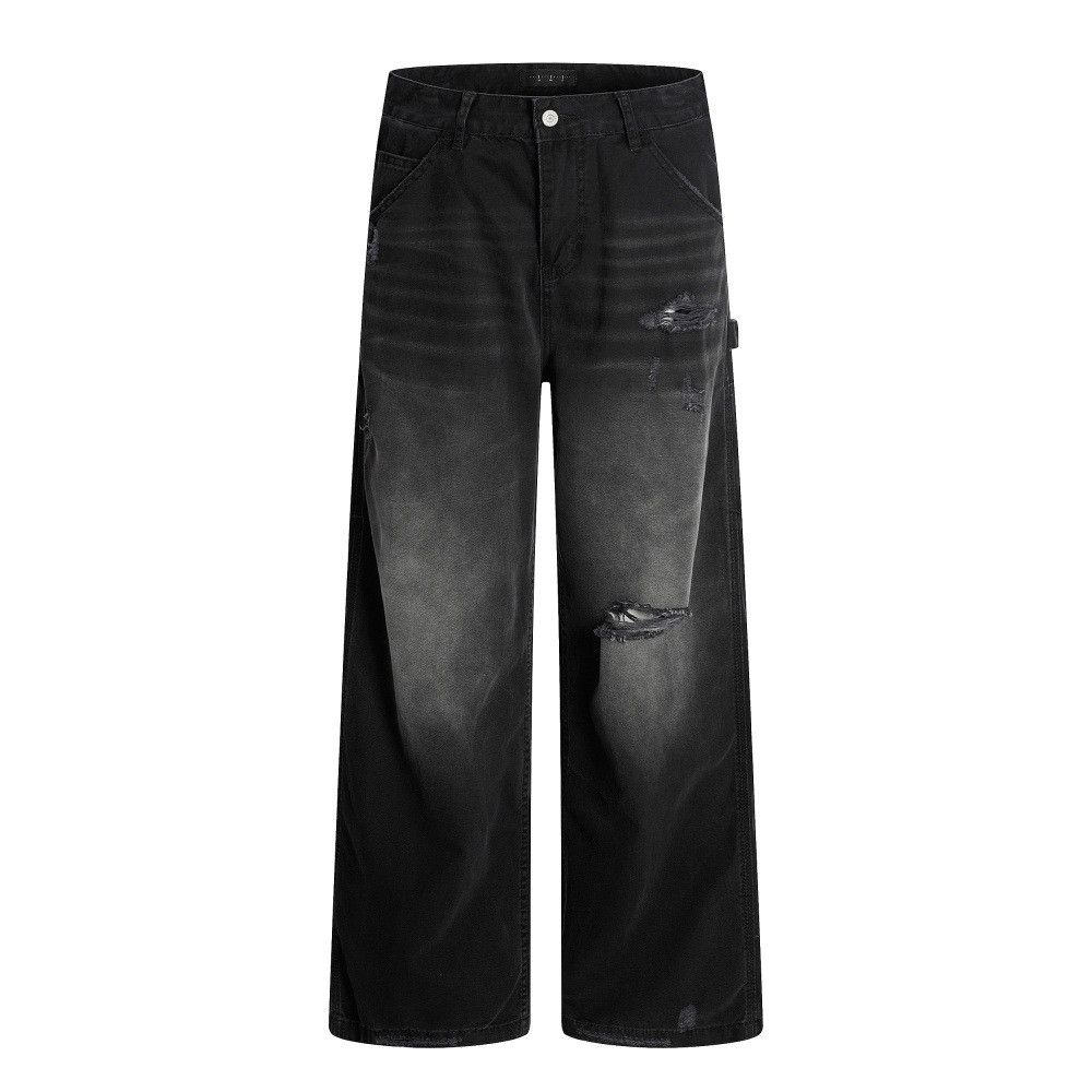 Jean Men's distressed punk ripped washed jeans Size US 32 / EU 48 - 1 Thumbnail