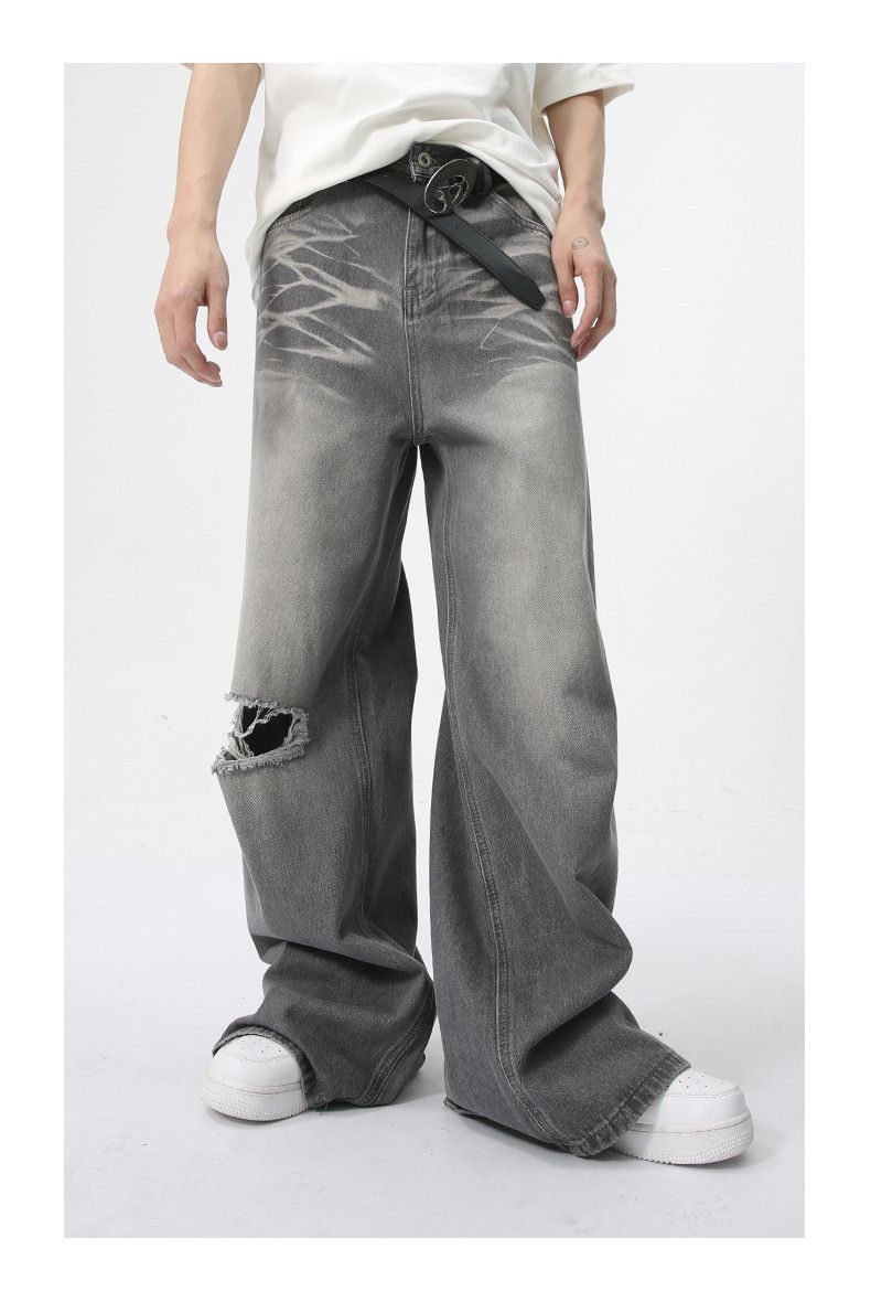 Japanese Brand High-street American retro washed straight-leg ripped jeans Size US 32 / EU 48 - 1 Thumbnail