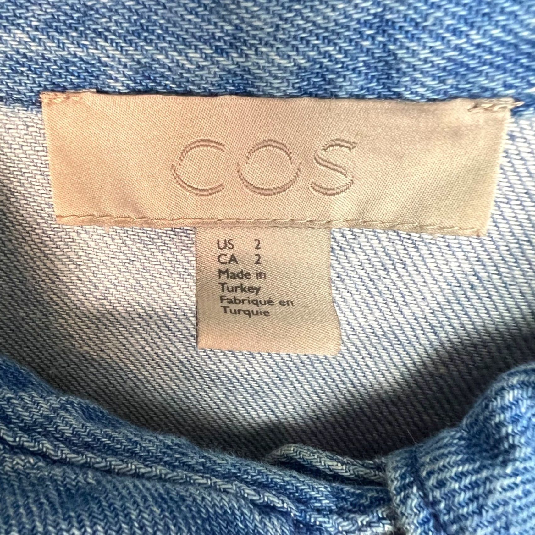 Cos COS Shirt Dress Women Oversized Denim Midi 2 Blue Cotton Button-Down Collared 2nd Hand/Natural Vintage No Mens Womens Girls Boys Size XS / US 0-2 / IT 36-38 - 3 Thumbnail