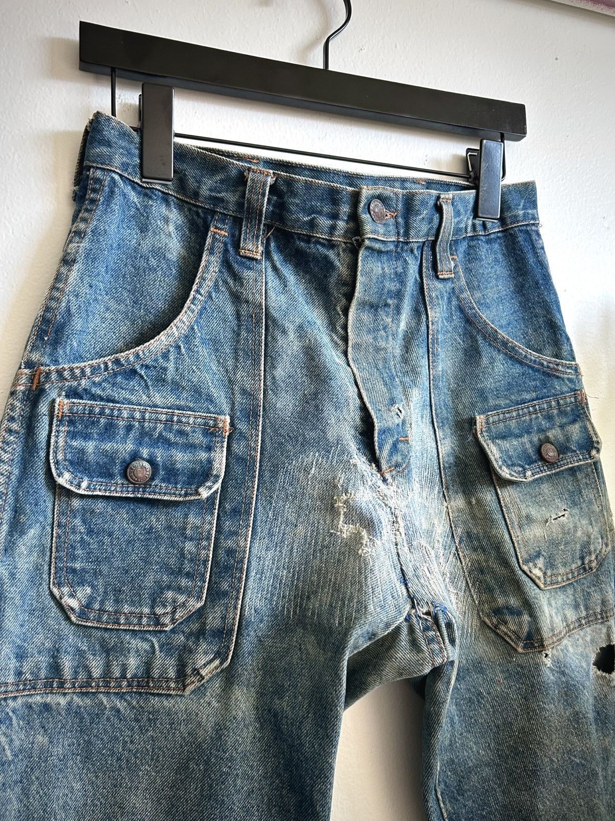 Vintage Vintage 1970s Mr Leggs Distressed Women’s Denim Flare Jeans Size 28" / US 6 / IT 42 - 3 Thumbnail