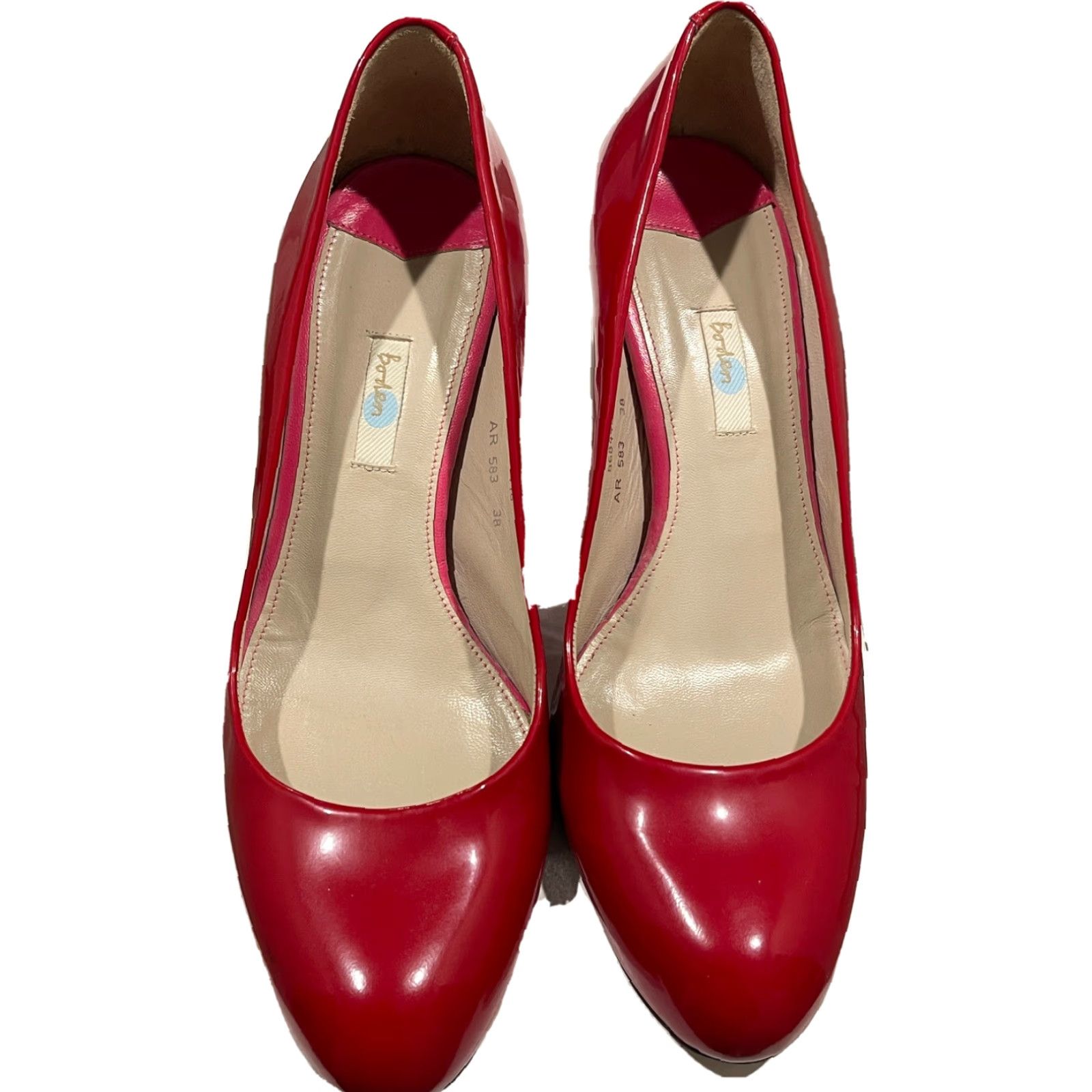 Boden VINTAGE Boden Women Heel Court Shoes Red Leather Pointed Toe Stiletto Party | US 7 Size US 7 / IT 37 - 3 Thumbnail