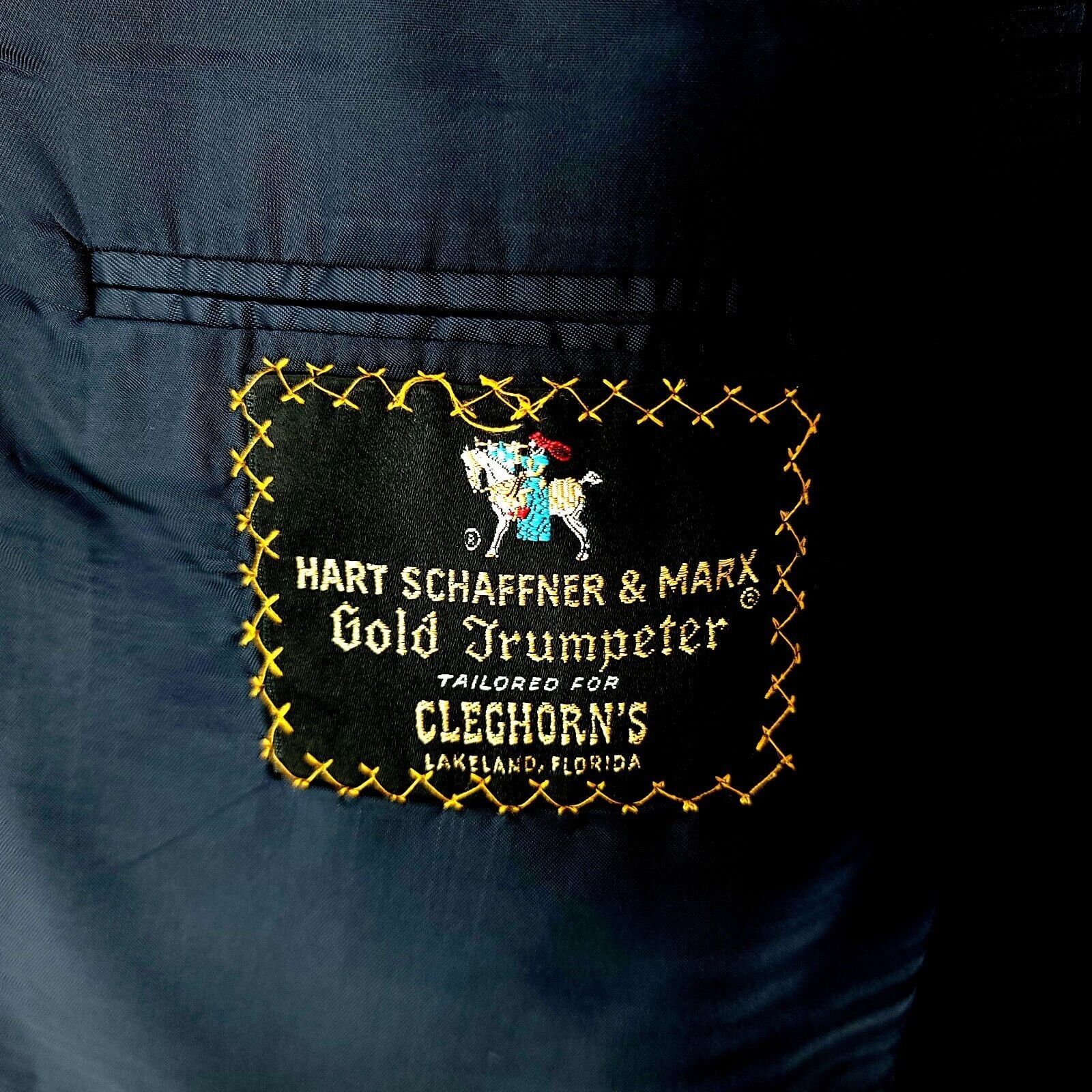 Hart Schaffner Marx DAMAGED Hart Schaffner Marx Gold Trumpeter Wool 2 Button Jac Size 46R - 7 Thumbnail