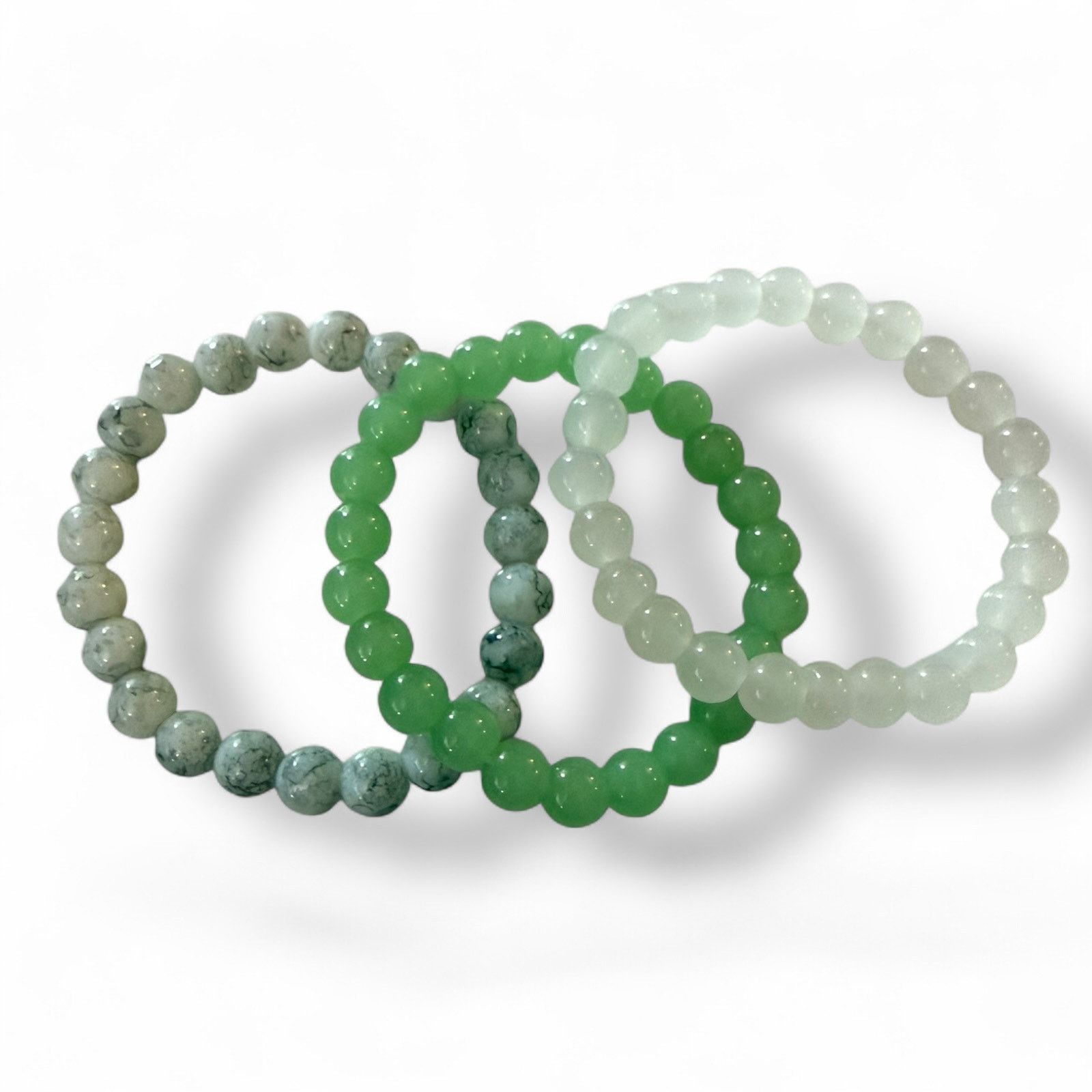 Other Gray Green White Bohemian Handmade 3 Stretch Bracelets Size ONE SIZE - 3 Thumbnail