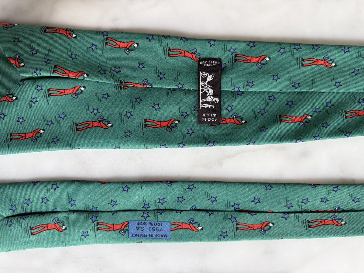 Hermes Hermes Tie 7551 SA Jazz Saxophonist Green 100% Silk MIFrance Size ONE SIZE - 4 Thumbnail