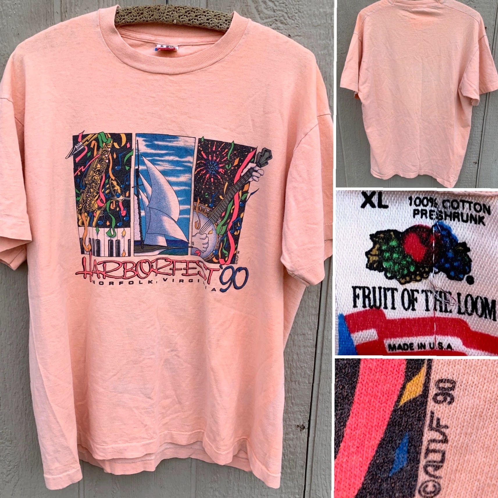 Fruit Of The Loom Vintage Fruit of the Loom 90s Harborfest 1990s Neo-Graphic T-Shirt XL User: Vintage Fruit of the Loom 90s Harborfest 1990s Neo-Graphic T-Shirt XL Size US XL / EU 56 / 4 - 2 Thumbnail