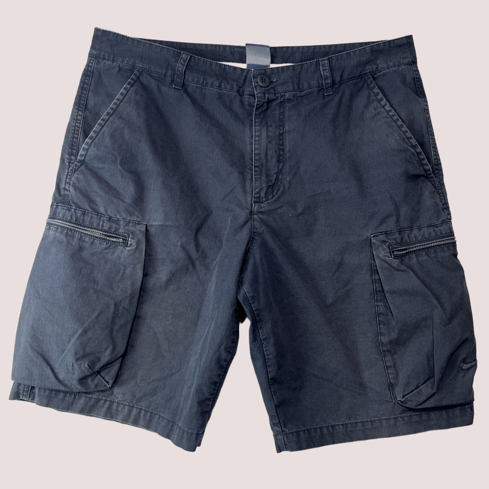 Nike Nike Cargo Shorts Mens 34 Large Navy Blue Swoosh Logo Button Zip Ripstop Size US 34 / EU 50 - 1 Thumbnail