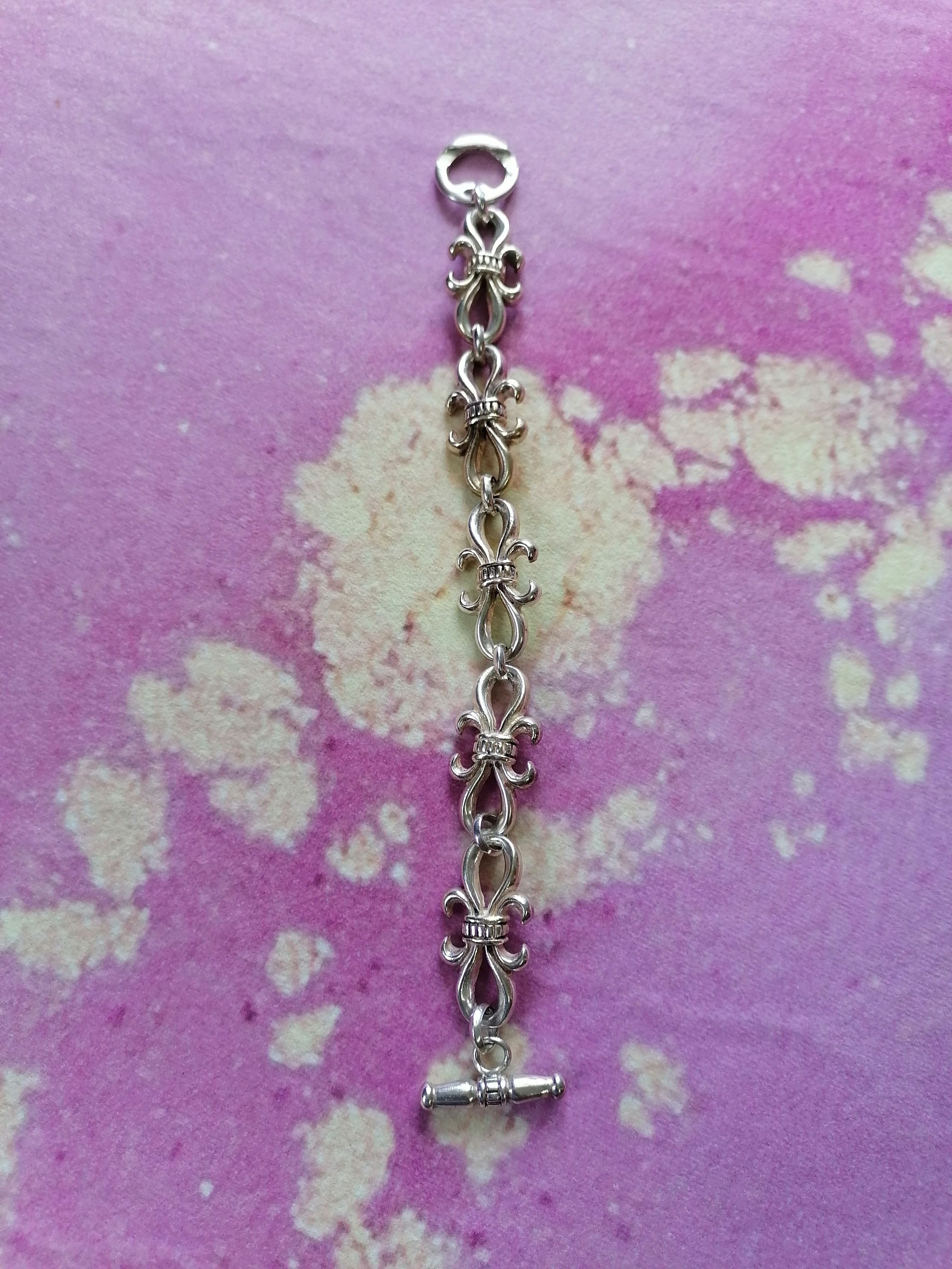 Handmade 925 Silver Fleur De Lys ICONIC CH Bracelet Size ONE SIZE - 3 Thumbnail