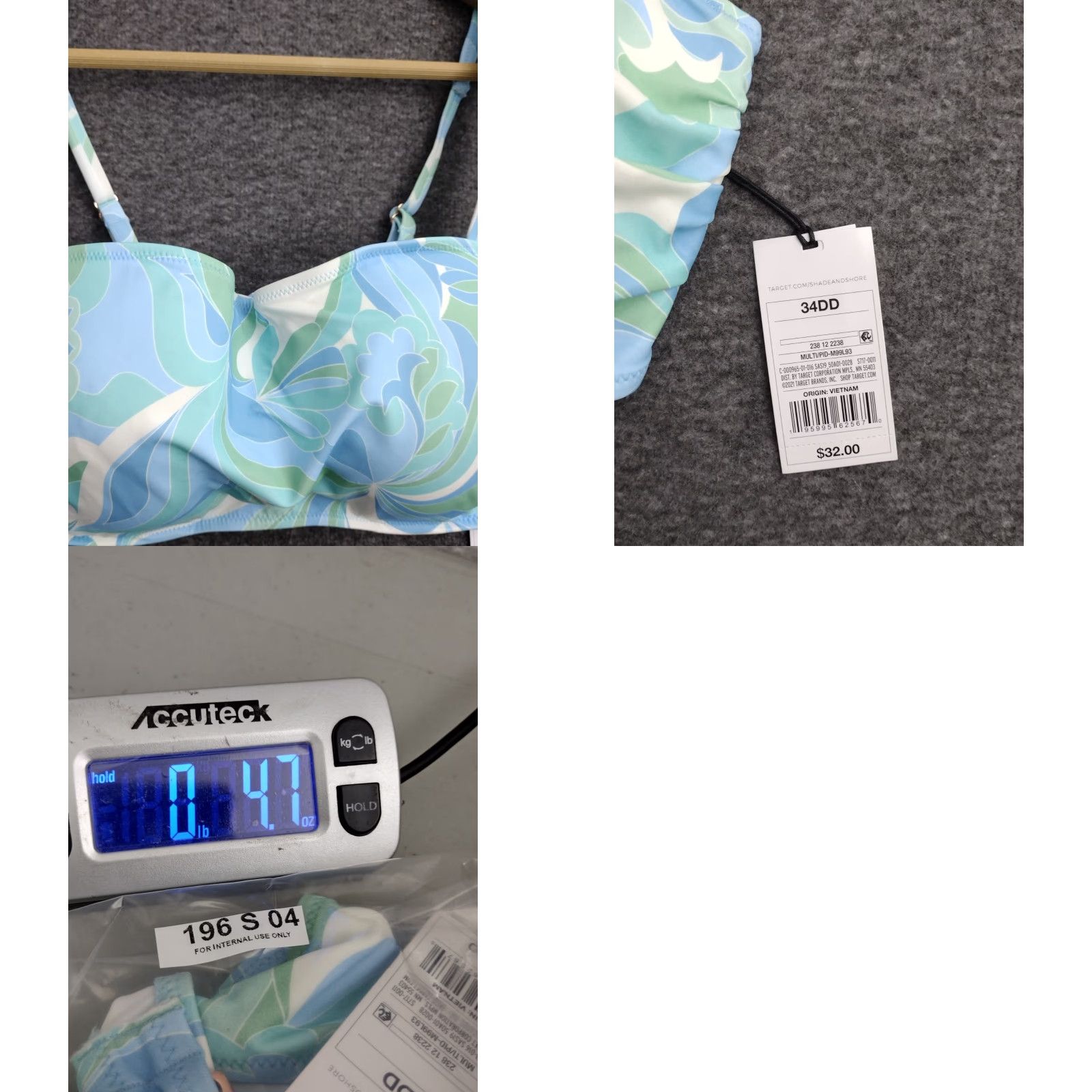 Vintage Shade & Shore Top Shirt Women Blue Floral Print 34DD Bralette Lift Square Neck Adjustable Strap 34DD Womens Beach Vintage No Size XXS / US 00 / IT 34 - 8 Thumbnail