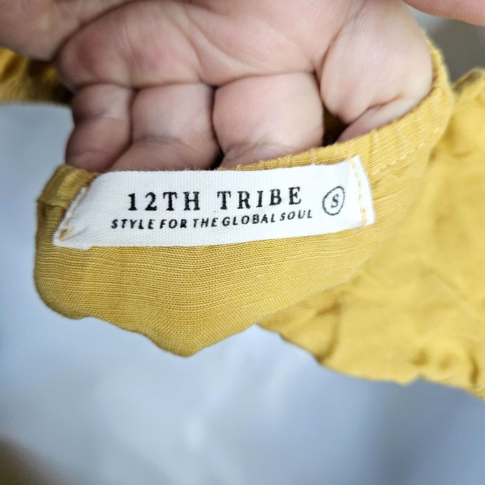 Vintage 12 TH Tribe Women's Midi A-Line Dress V-Neck Long Sleeve Sz S Mustard Yellow Size S / US 4 / IT 40 - 7 Thumbnail