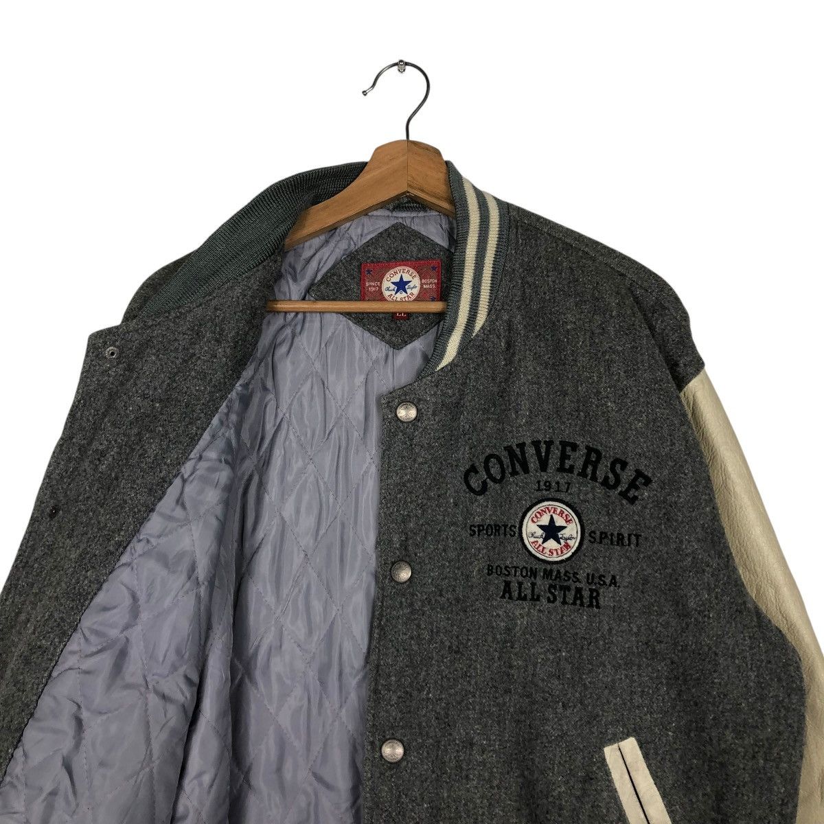 Japanese Brand 🔥VINTAGE JUMPER VARSITY LEATHER JACKET CONVERSE ALL STAR USA Size US L / EU 52-54 / 3 - 12 Thumbnail