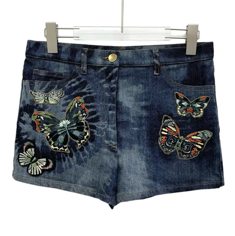Valentino Valentino Blue Cotton Butterfly Embroidered Shorts 0089 Size 26" / US 2 / IT 38 - 1 Thumbnail