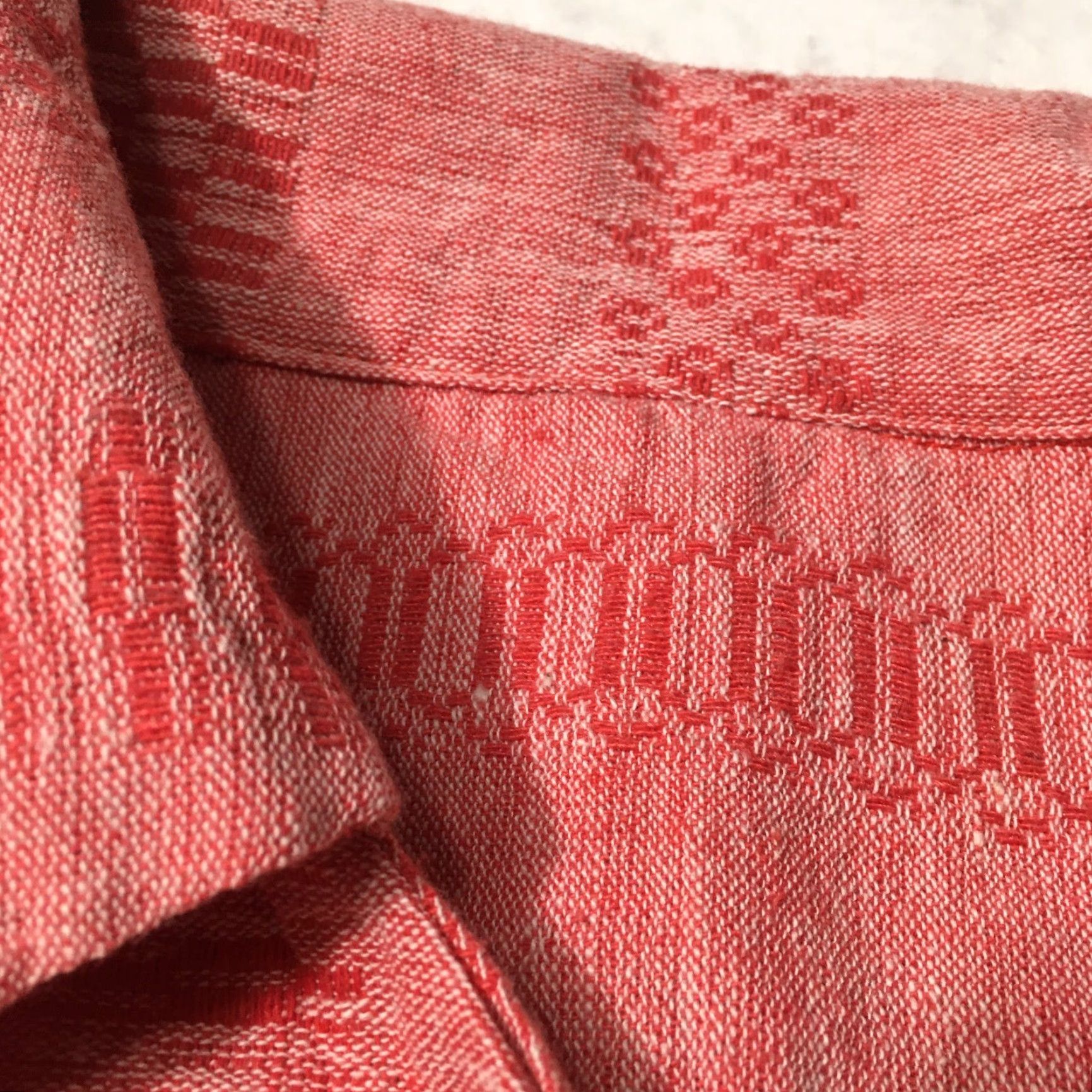 Vintage VINTAGE Herringbone Shirt XL Slim Button-Up Casual Men Short Sleeve Collared Spread Knit/Blends Shirt Size US XL / EU 56 / 4 - 3 Thumbnail