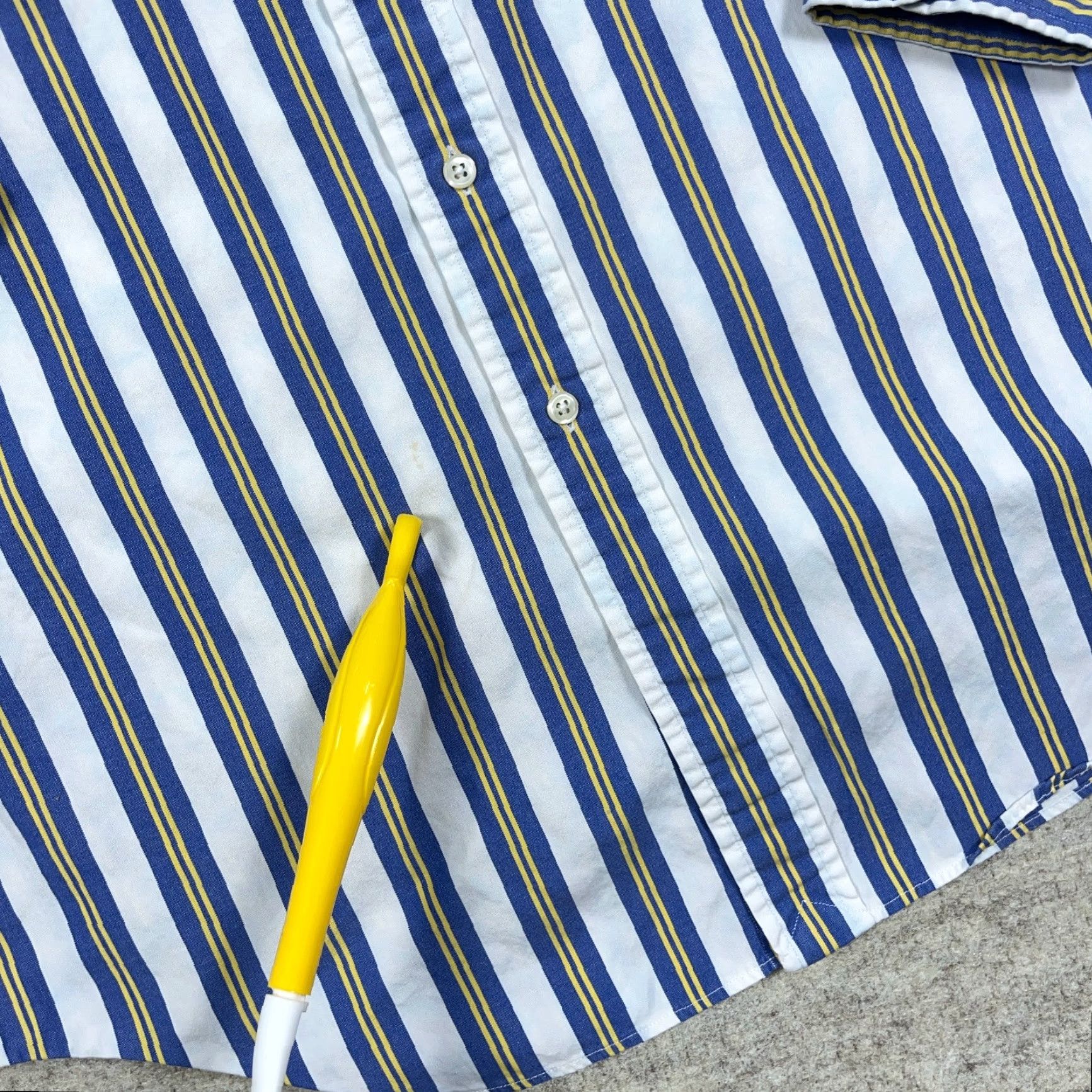 Ralph Lauren Ralph Lauren Button-Up Shirt Mens L Blue Yellow Striped Cotton Oxford Decorative Logo Button-Down Linen? Size US L / EU 52-54 / 3 - 5 Thumbnail