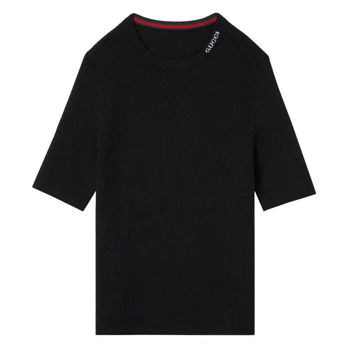 Gucci o1la5ras0526 Extra Fine Wool And Silk Rib T-Shirts in Black Size XXS / US 00 / IT 34 - 1 Preview