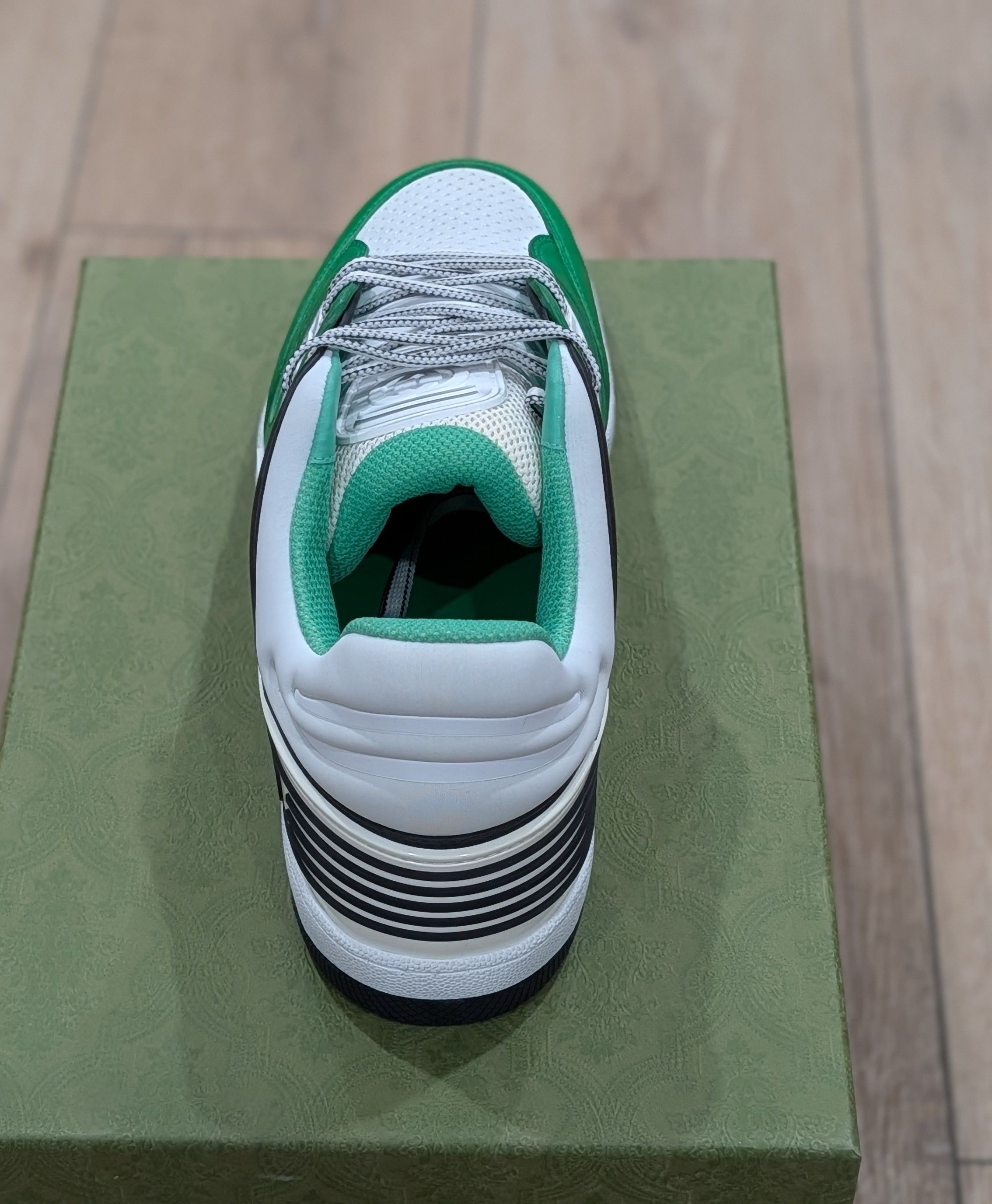 Gucci Gucci Colorblock Leather Low-Top Sneakers White/Green 13.5G Size US 13 / EU 46 - 5 Thumbnail