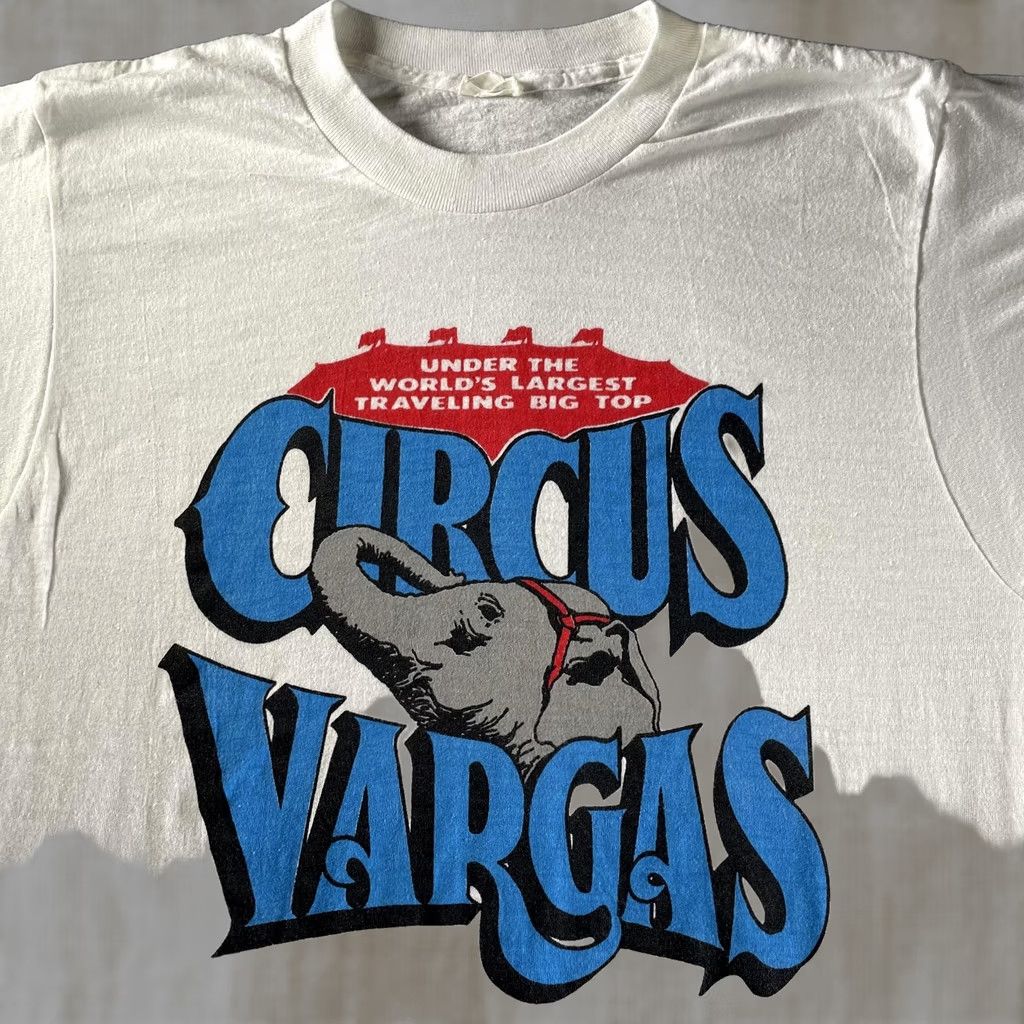 Vintage VINTAGE Circus Vargas Shirt Mens Medium White Elephant Graphic Tee Big Top 80s Size US M / EU 48-50 / 2 - 1 Thumbnail