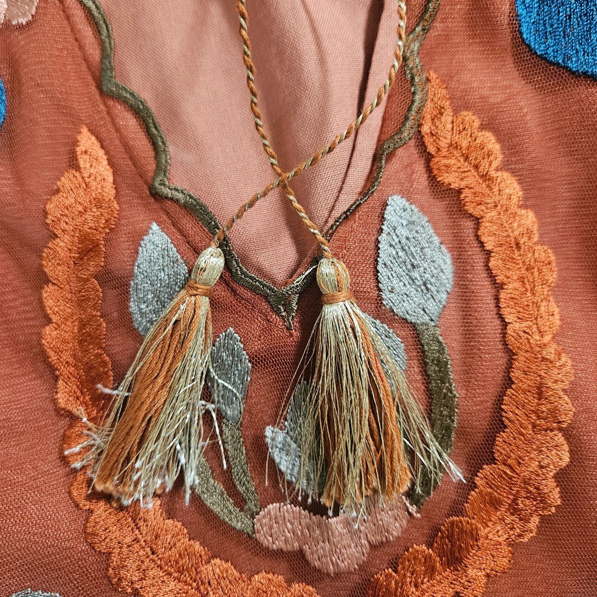Free People Free People Embroidered Mesh Boho Fall Dress SM Rust Festiva Size S / US 4 / IT 40 - 6 Thumbnail
