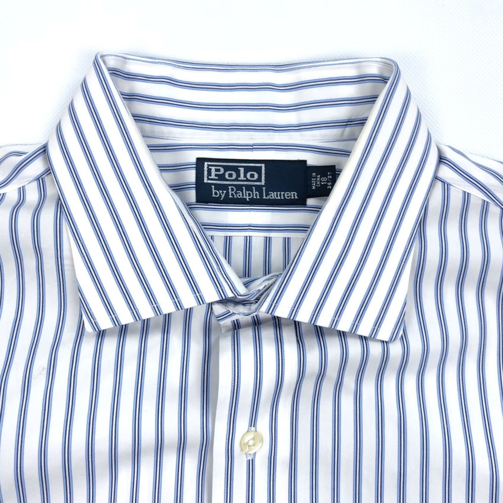Polo Ralph Lauren Polo by Ralph Lauren Dress Shirt Striped Long Sleeve Blue White 18 Regular Men's Shirt Size 48R - 2 Thumbnail