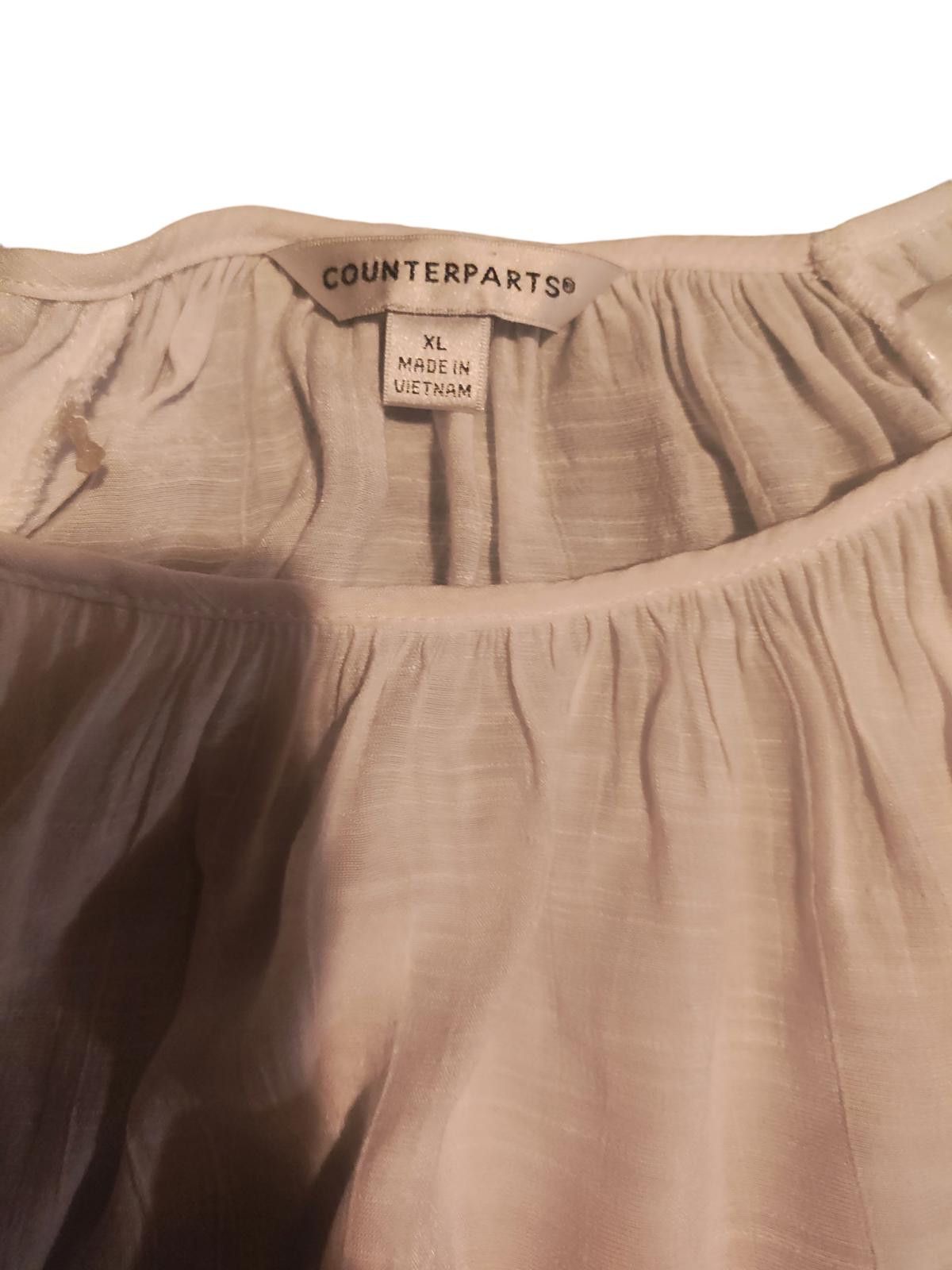 Designer White Short Sleeve Peplum Blouse by Counterparts Size M / US 6-8 / IT 42-44 - 8 Thumbnail