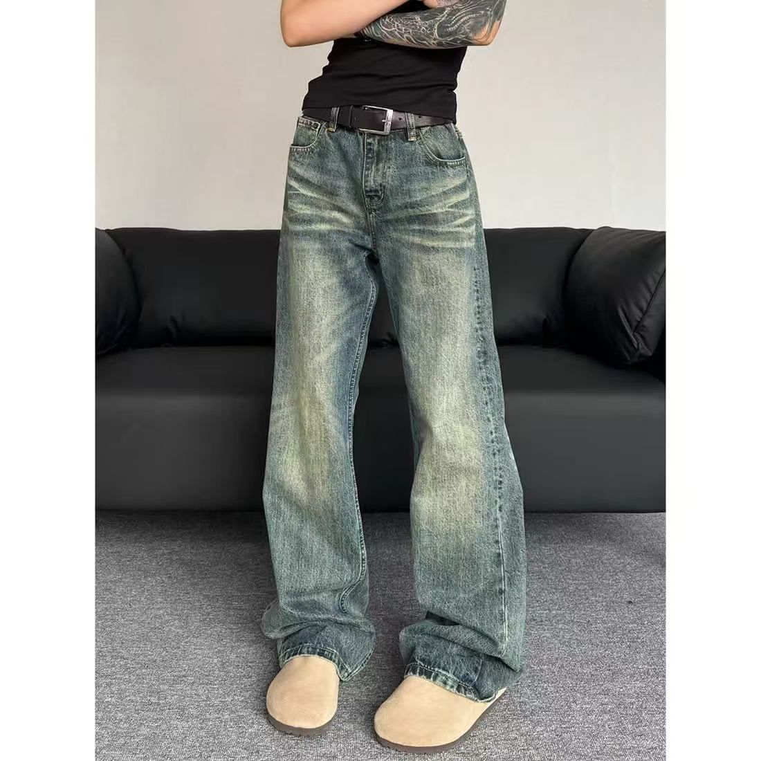 Japanese Brand × Jean Men's washed distressed American straight jeans Size US 32 / EU 48 - 1 Thumbnail