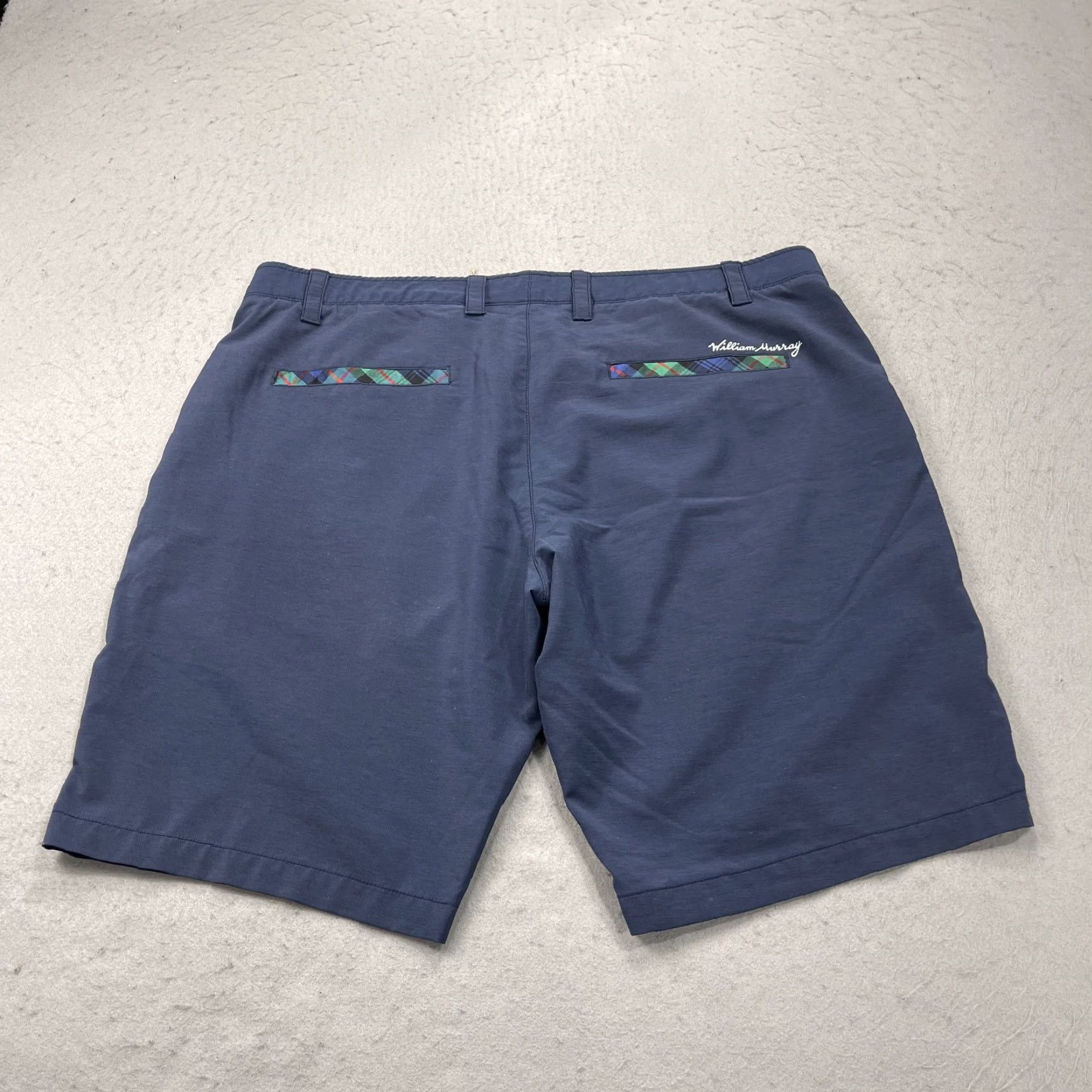 Vintage William Murray Shorts Mens 40 Blue Straight Fit Chino Plaid Trim Summer Golf Size US 40 / EU 56 - 6 Thumbnail