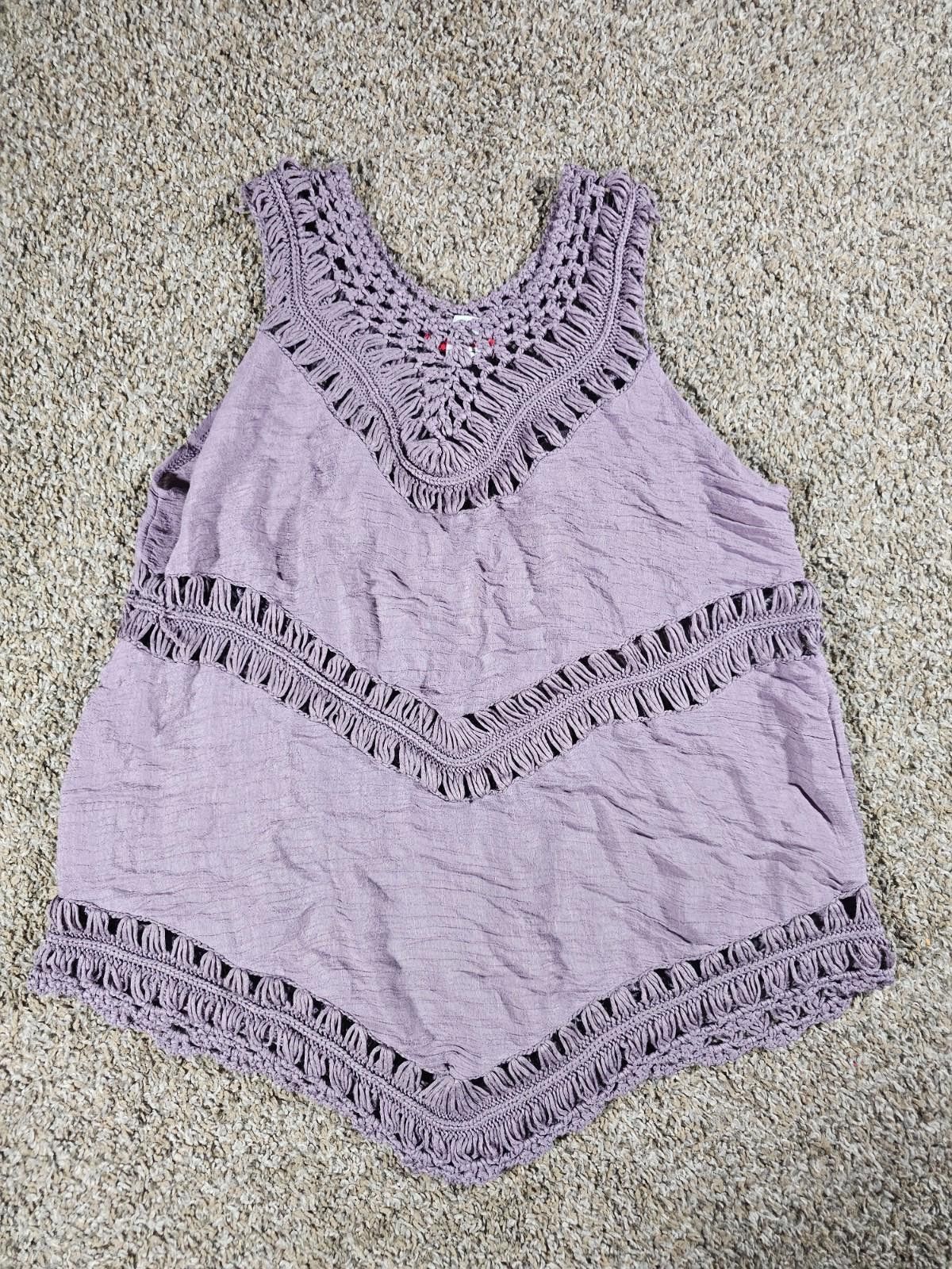 Designer Vivid Importers NY Laven Western Boho Crocheted Purple Top M Size M / US 6-8 / IT 42-44 - 5 Thumbnail