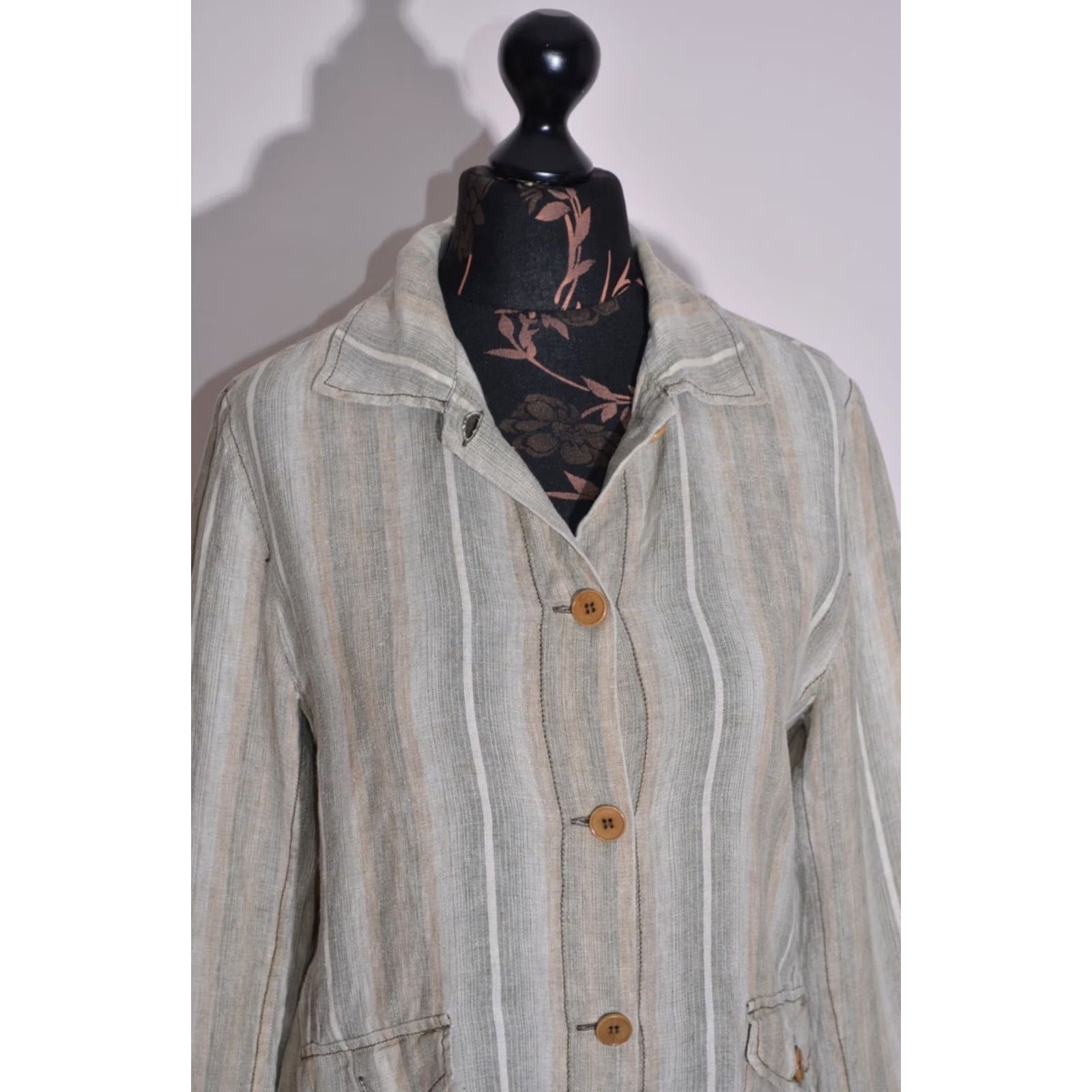 Weekend Max Mara Jacket Womens Linen Grey 2 Pockets Short Sleeve Long Sleeve Regular Size 12 UK12 US10 IT44 Casual
