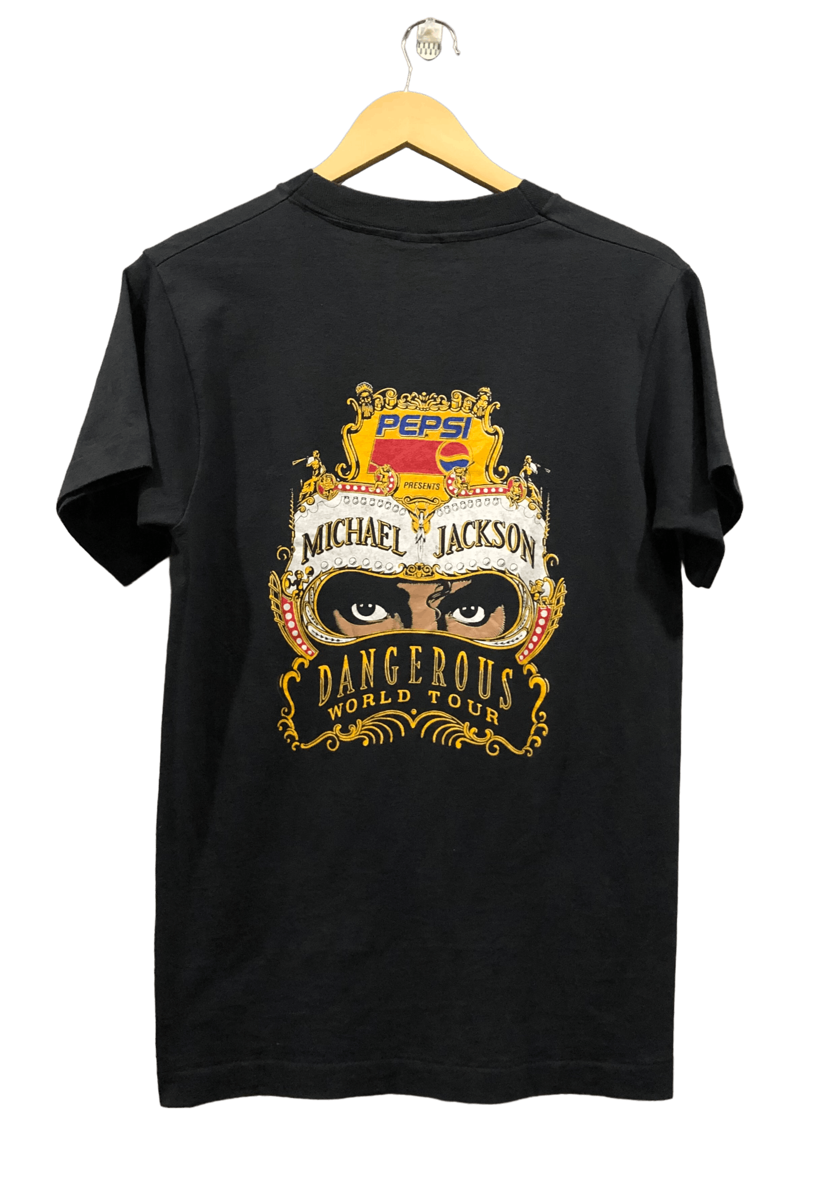 image of Vintage Michael Jackson Dangerous World Tour Pepsi Tshirt in Black, Men's (Size Medium)