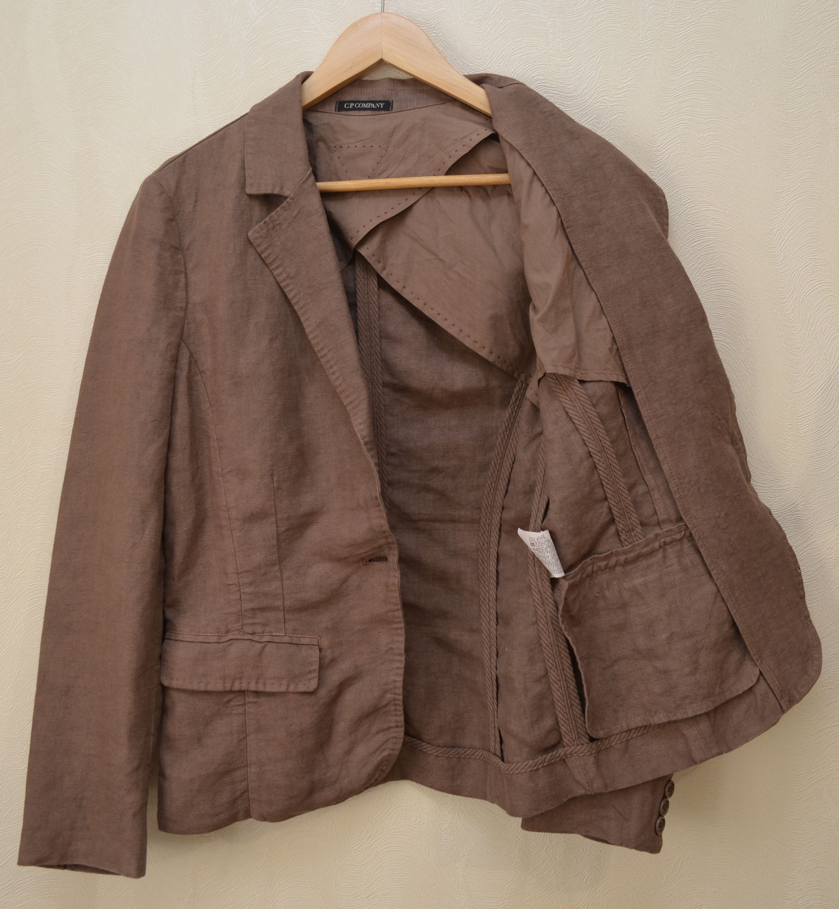 C.P. Company × Designer × Vintage CP Company Womens 100% Linen Brown Blazer Jacket Size M / US 6-8 / IT 42-44 - 6 Thumbnail