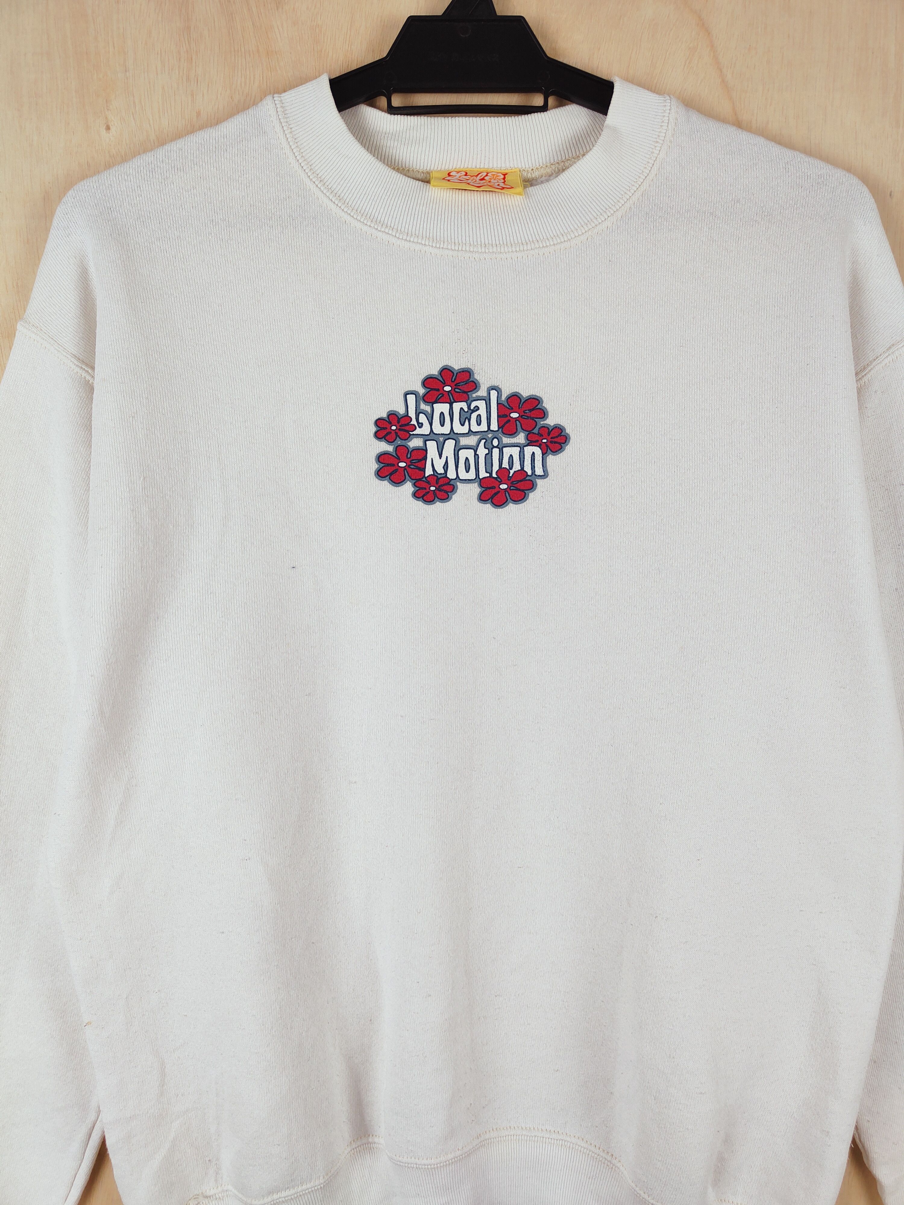Japanese Brand Local Motion surf vintage White Sweatshirts #S2595 Size S / US 4 / IT 40 - 2 Thumbnail
