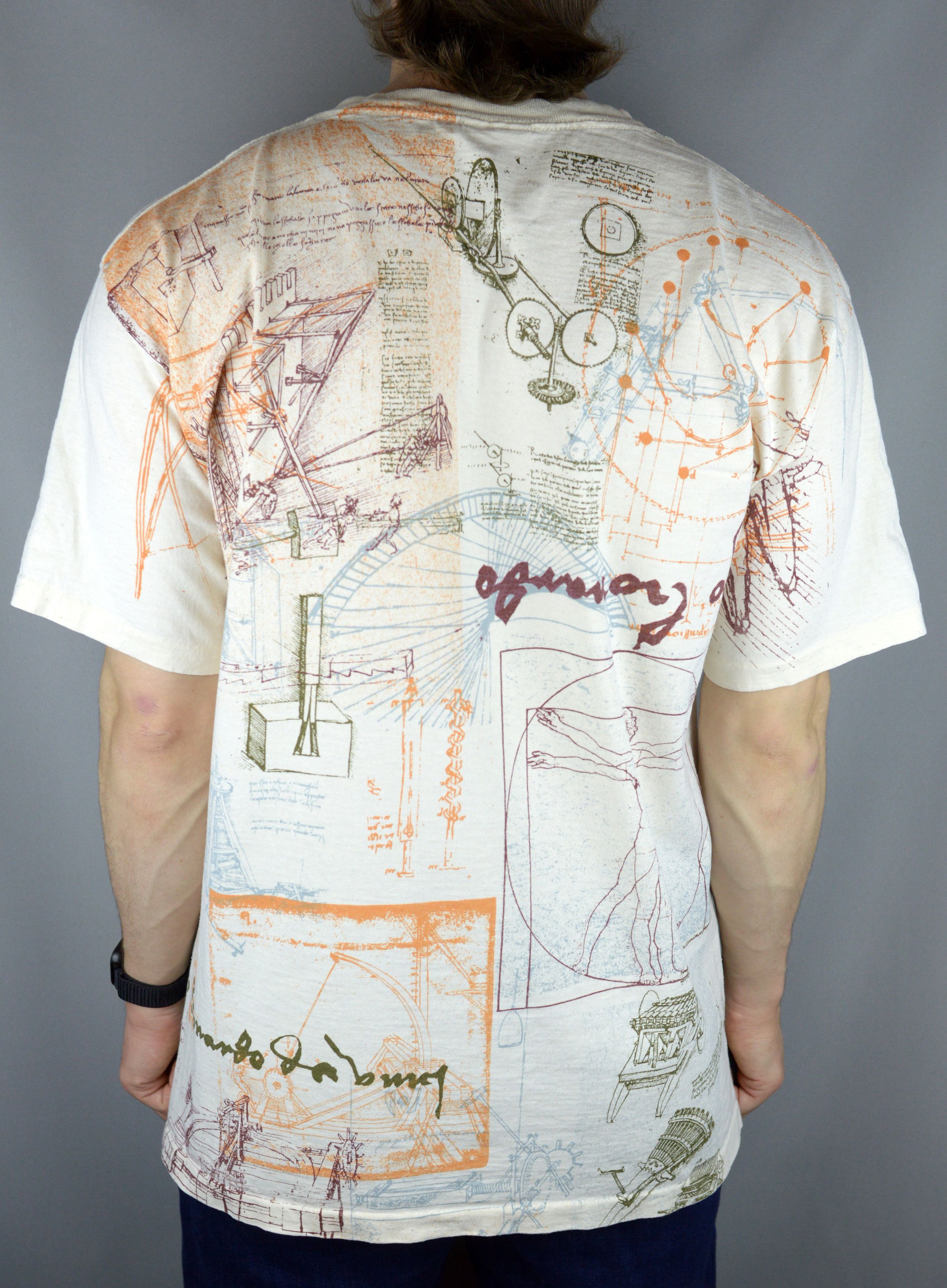 Arts & Science × Vintage Vintage Leonardo da Vinci all over print 90s t shirt Size US XL / EU 56 / 4 - 2 Thumbnail