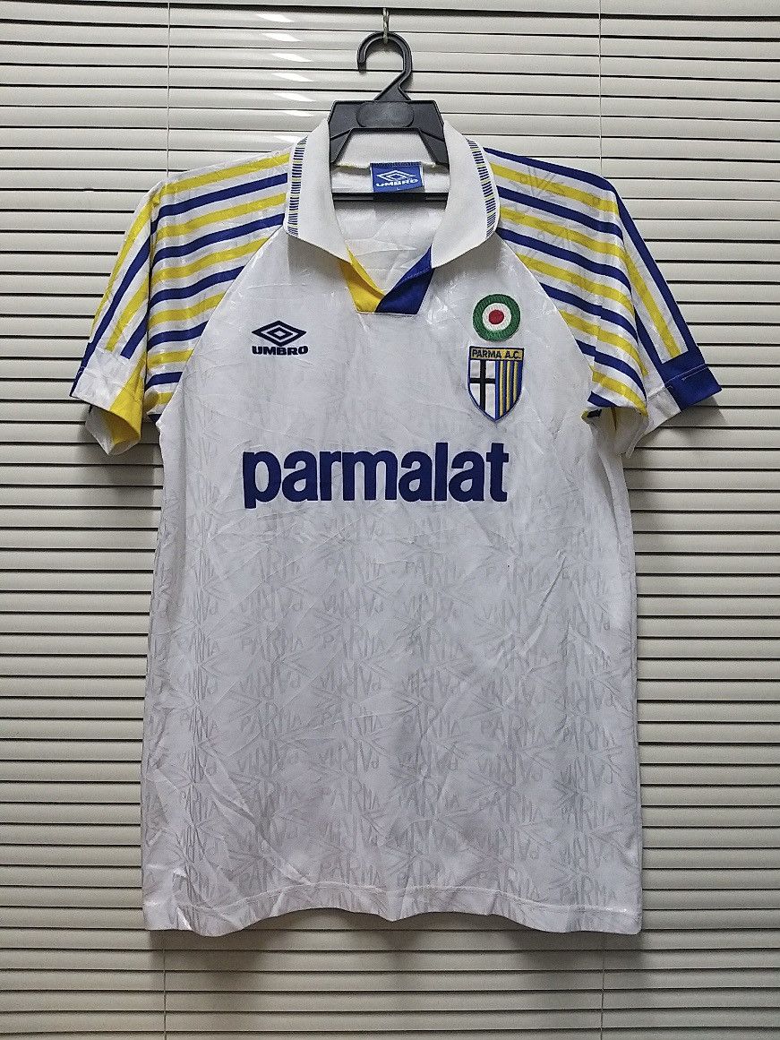 Umbro RARE🔥🔥VINTAGE 91-93 PARMA FC UMBRO PARMALAT HOME JERSEY Size US L / EU 52-54 / 3 - 1 Thumbnail