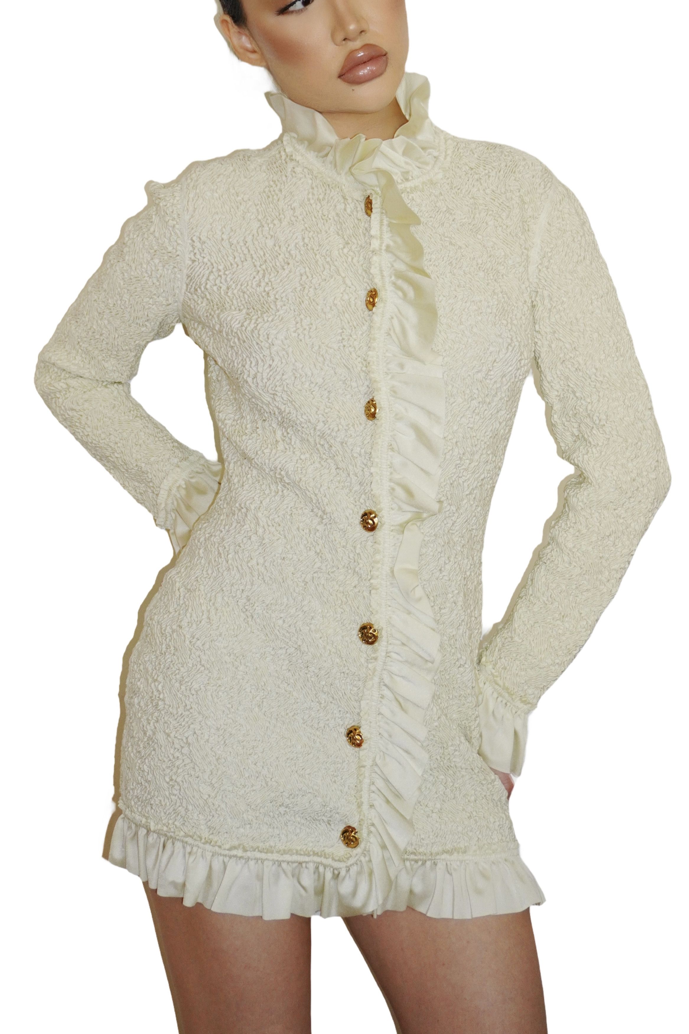 Alexander Wang Ruffled Smocked Jersey Dress - Alexander Wang Size S / US 4 / IT 40 - 1 Thumbnail