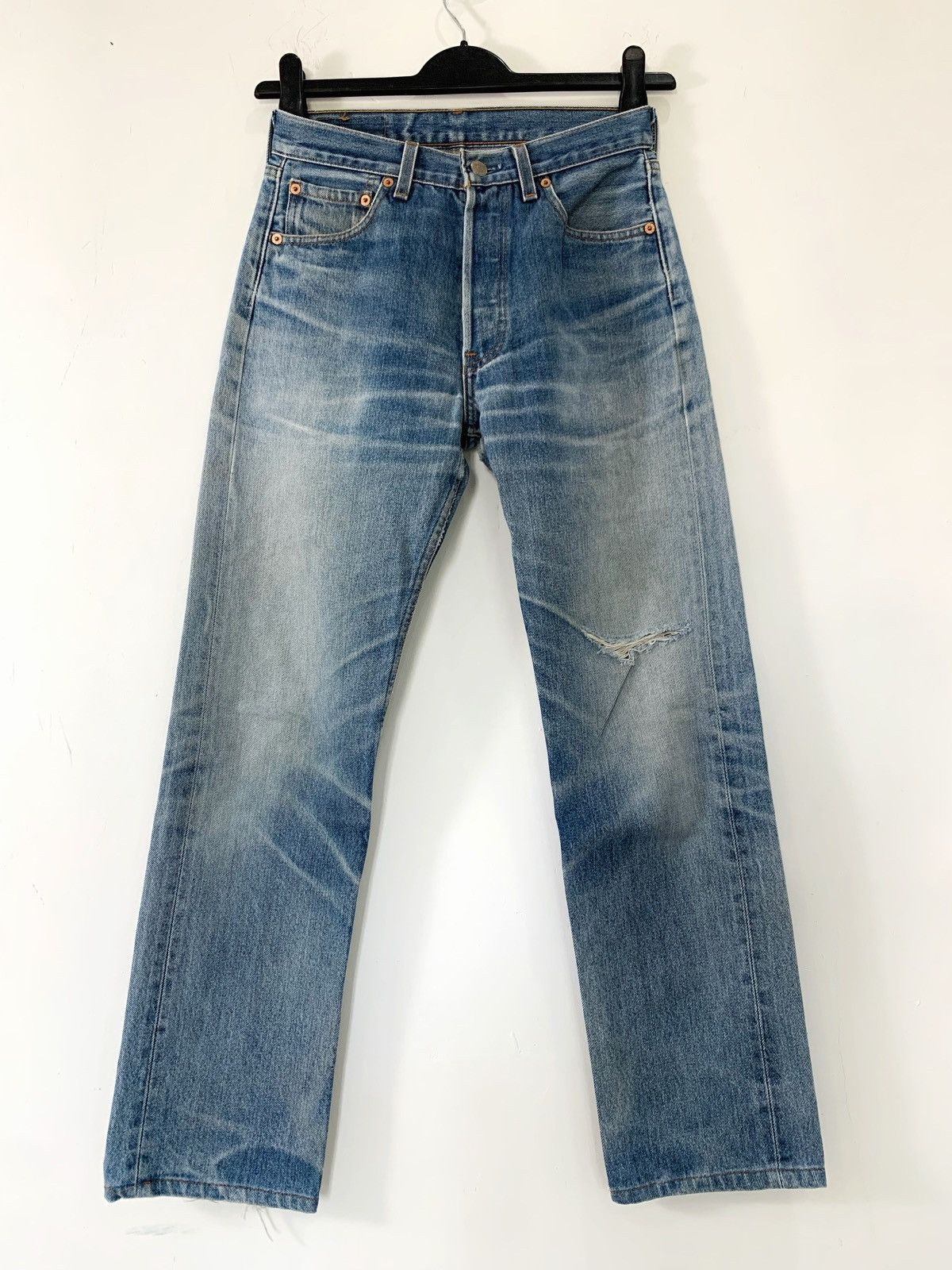 Levi's Vintage Clothing 90s levis 501 vintage blue jeans distressed style Size US 29 - 1 Thumbnail